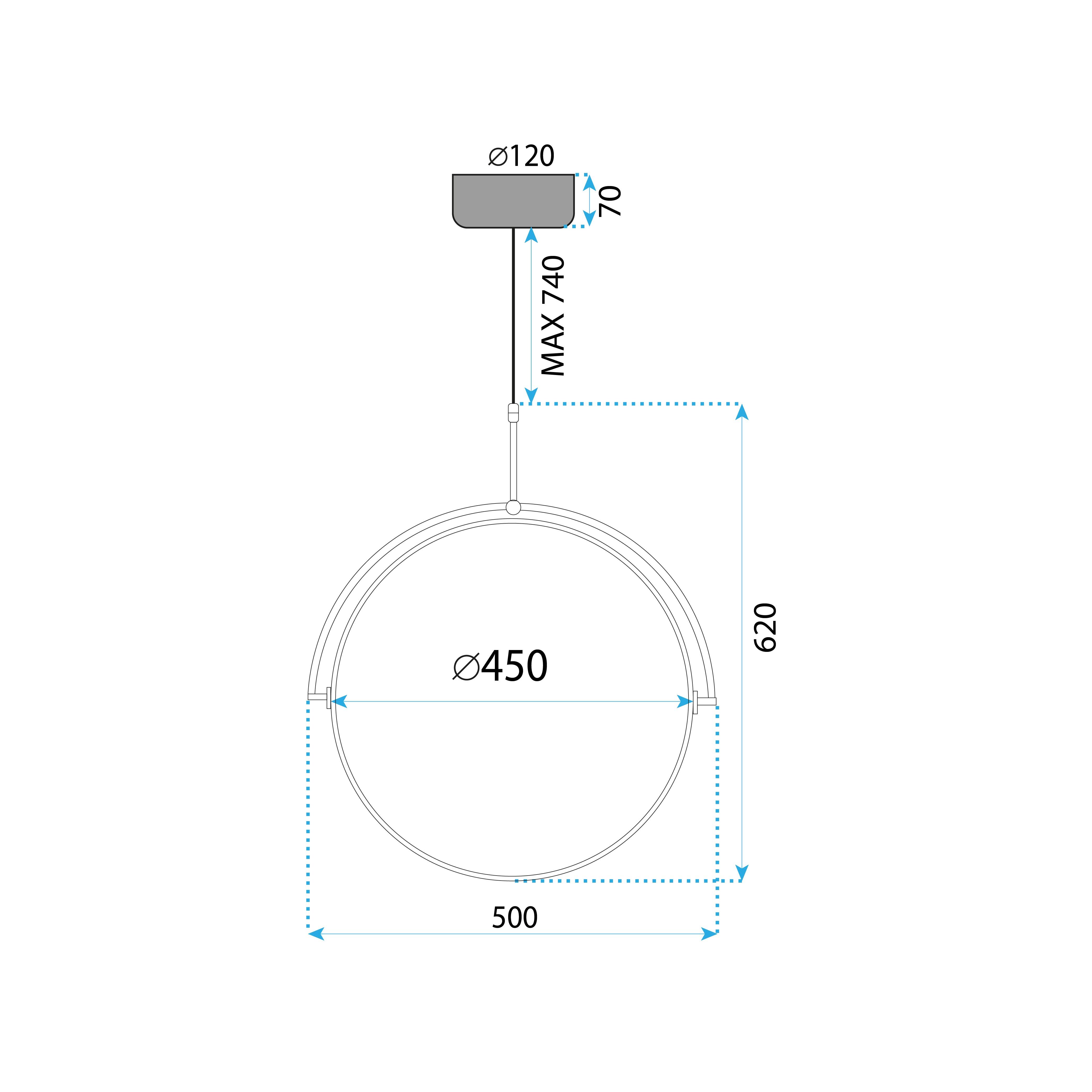 Toolight, LED stropné svietidlo 50cm APP1427-C, čierna, OSW-06642