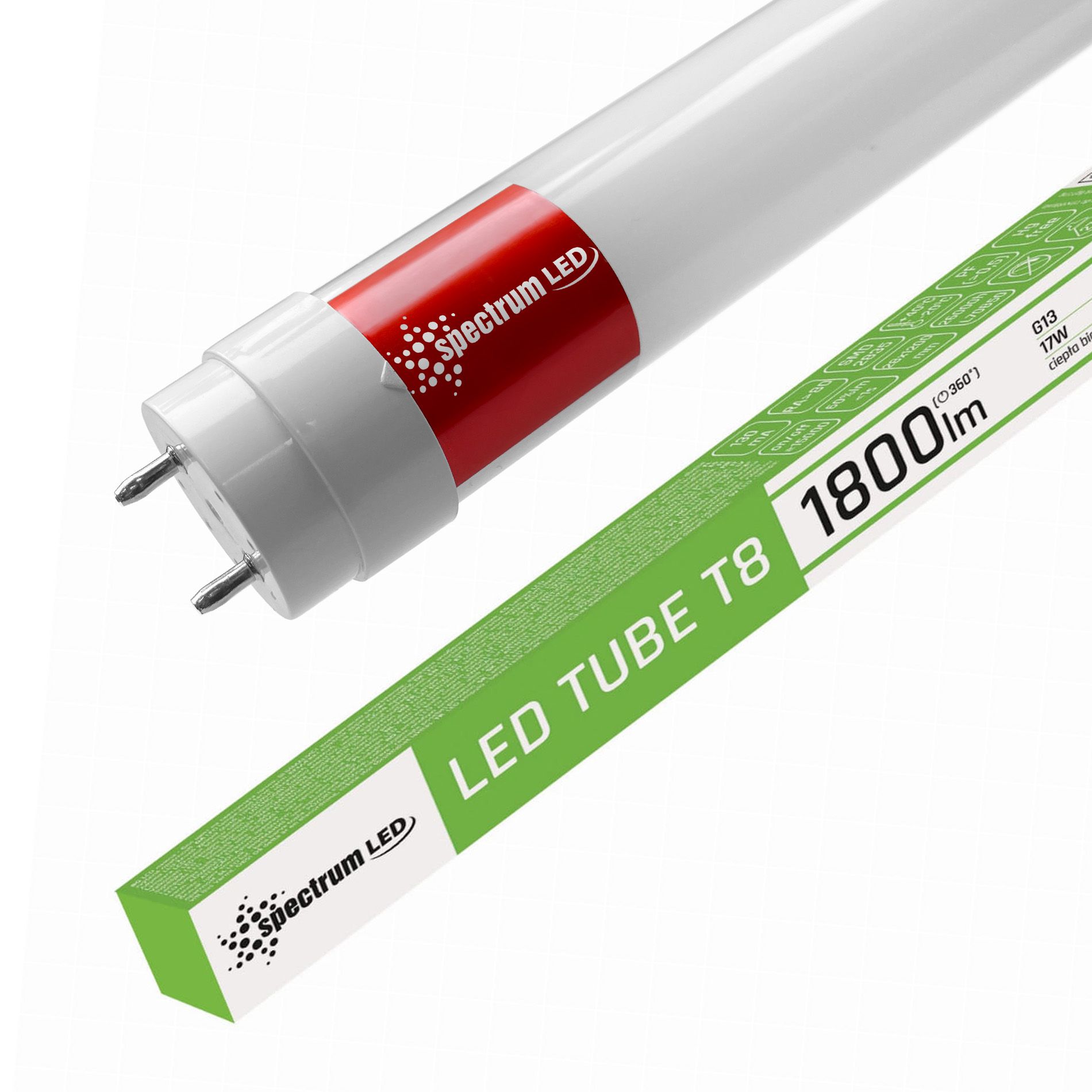 Spectrum, LED trubica 120CM, 1800lm, T8, 230V, 17W, 3000K teplá biela, WOJ+22305, OSW-12004