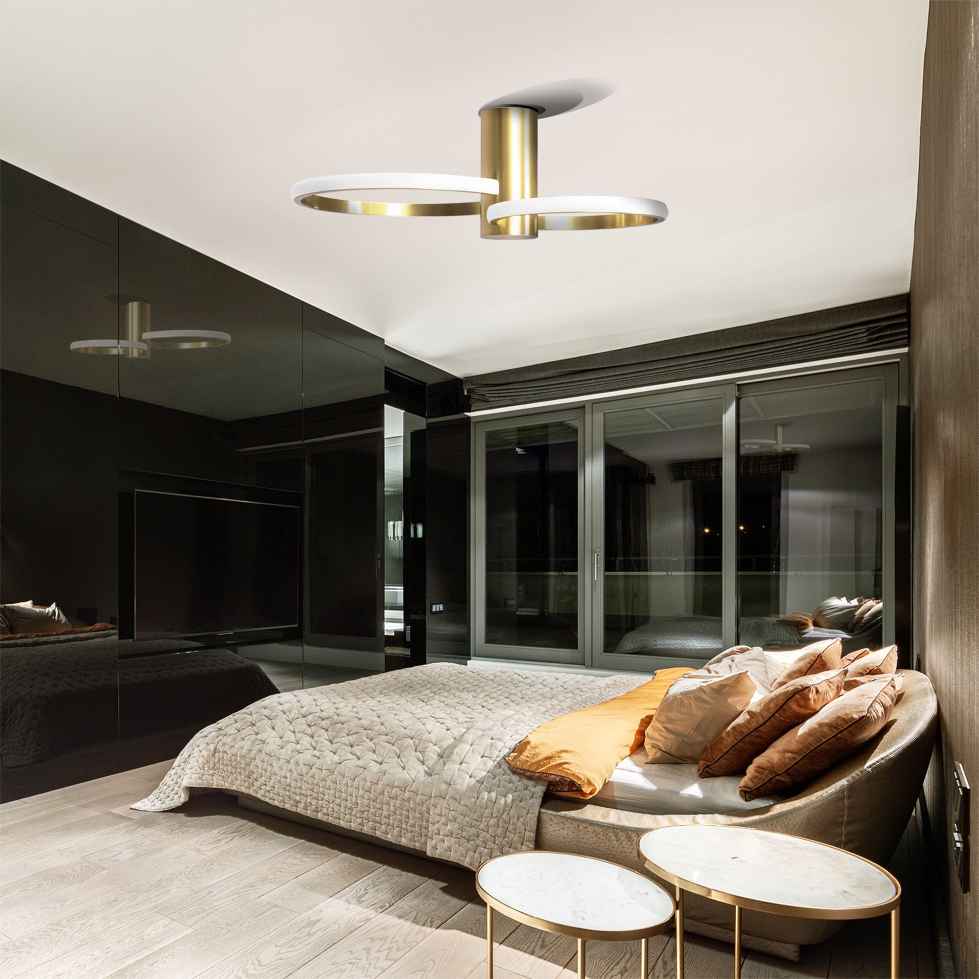 Toolight, LED stropné svietidlo 50x30,5cm, 22W, APP1402-CW, zlatá lesklá, OSW-05849