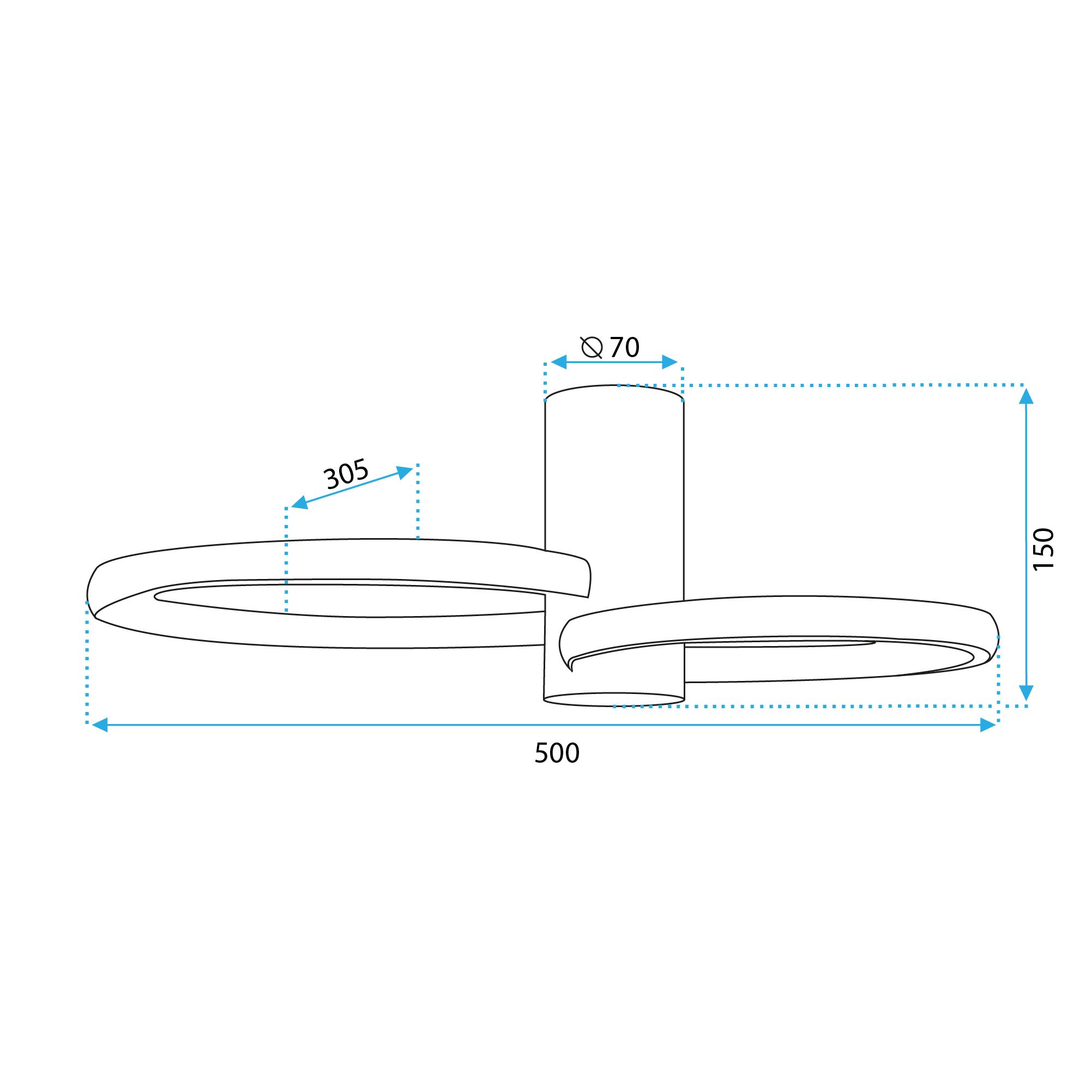 Toolight, LED stropné svietidlo 50x30,5cm, 22W, APP1402-CW, zlatá lesklá, OSW-05849