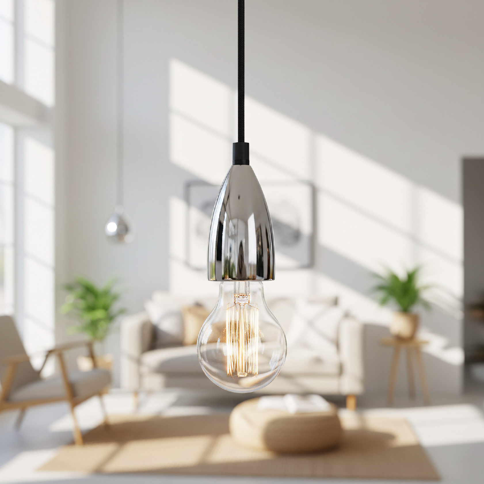 Toolight, stropná lampa závesná 1xE27, APP358-1CP, chróm, OSW-08424