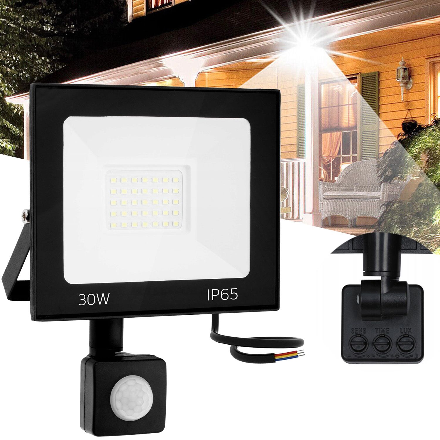 Toolight, LED panel so snímačom pohybu 13x10,5cm, 30W, 2700lm, 4000K, RSL007-30NS, OSW-10213