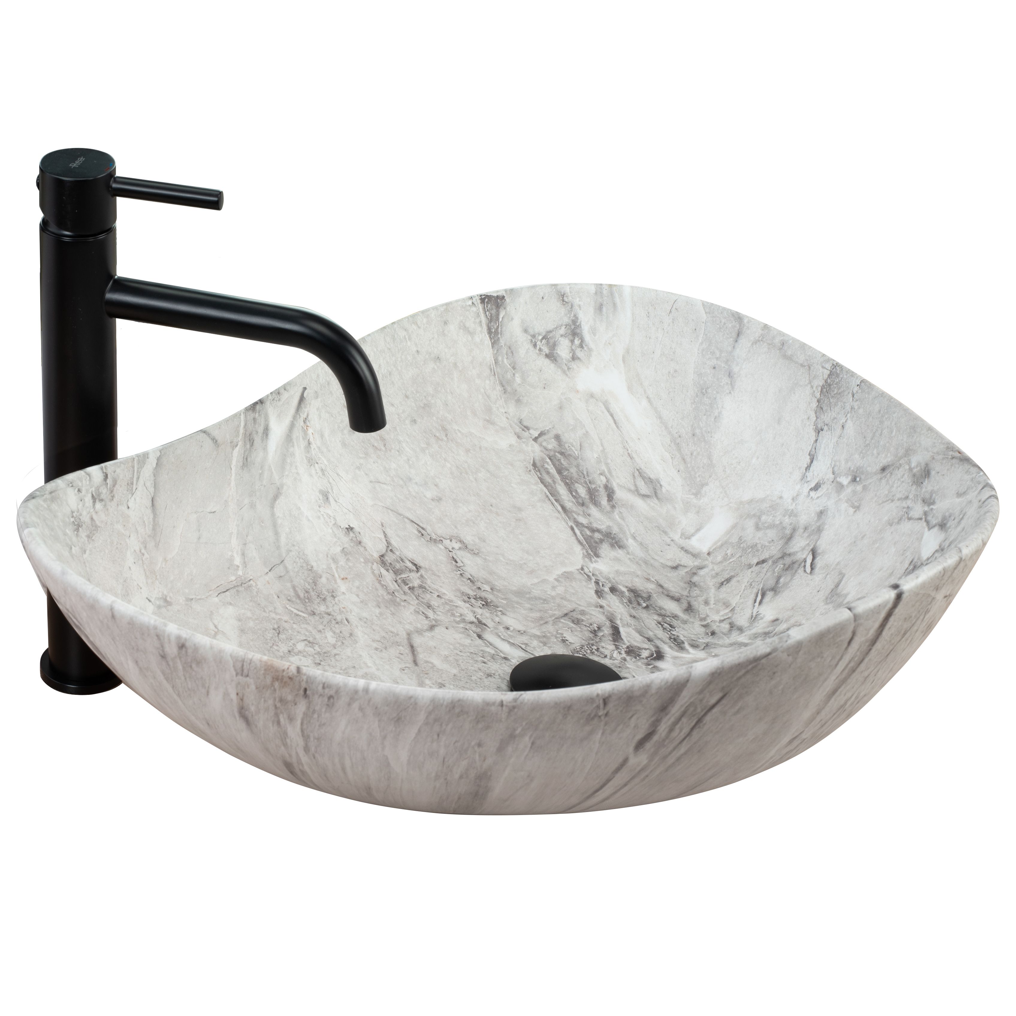 Rea Dora Stone, umývadlo na dosku 515x400x175 mm, šedá imitácia kameňa, REA-U5066