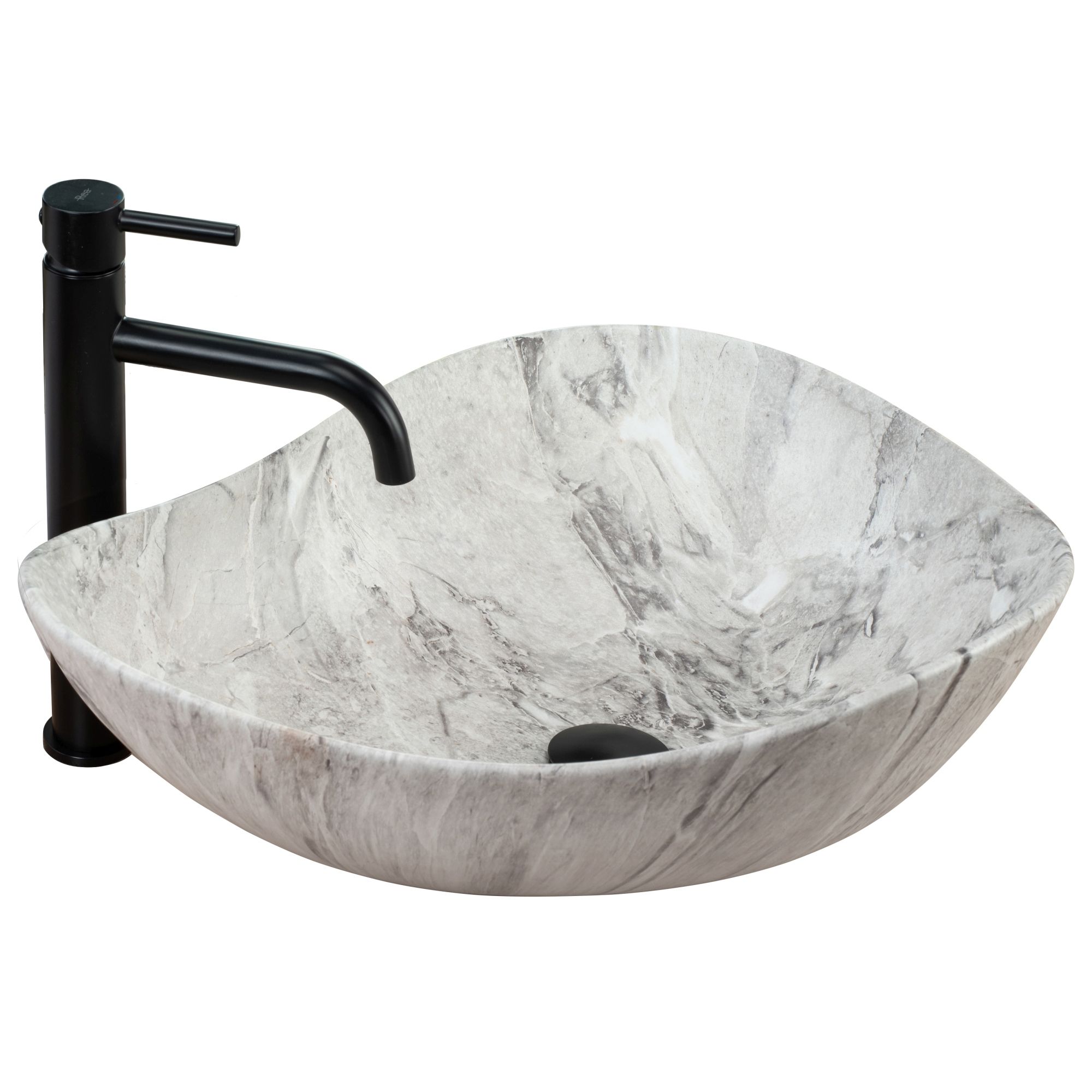 Rea Dora Stone, umývadlo na dosku 515x400x175 mm, šedá imitácia kameňa, REA-U5066