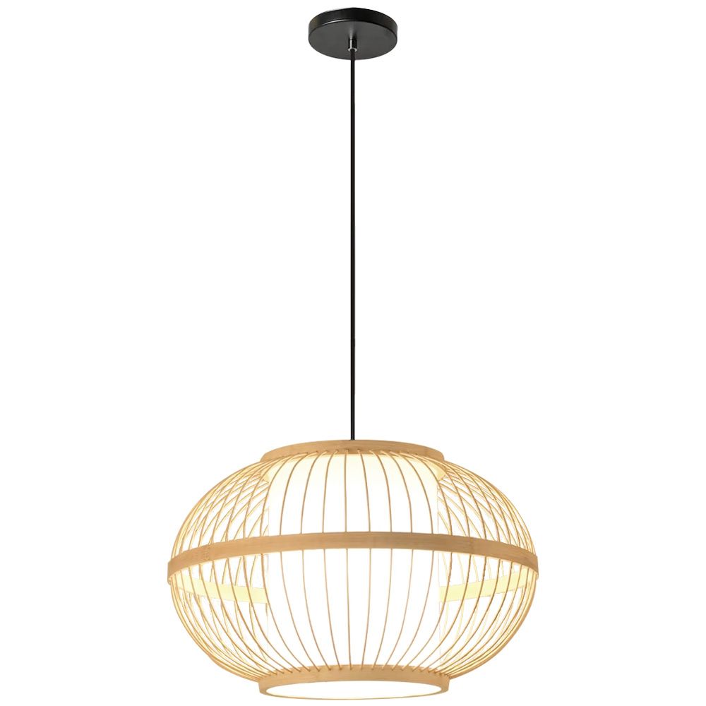 Toolight Natural, závesné stropné svietidlo 50cm 1xE27 APP1632-1CP, prírodná hnedá-biela, OSW-05144
