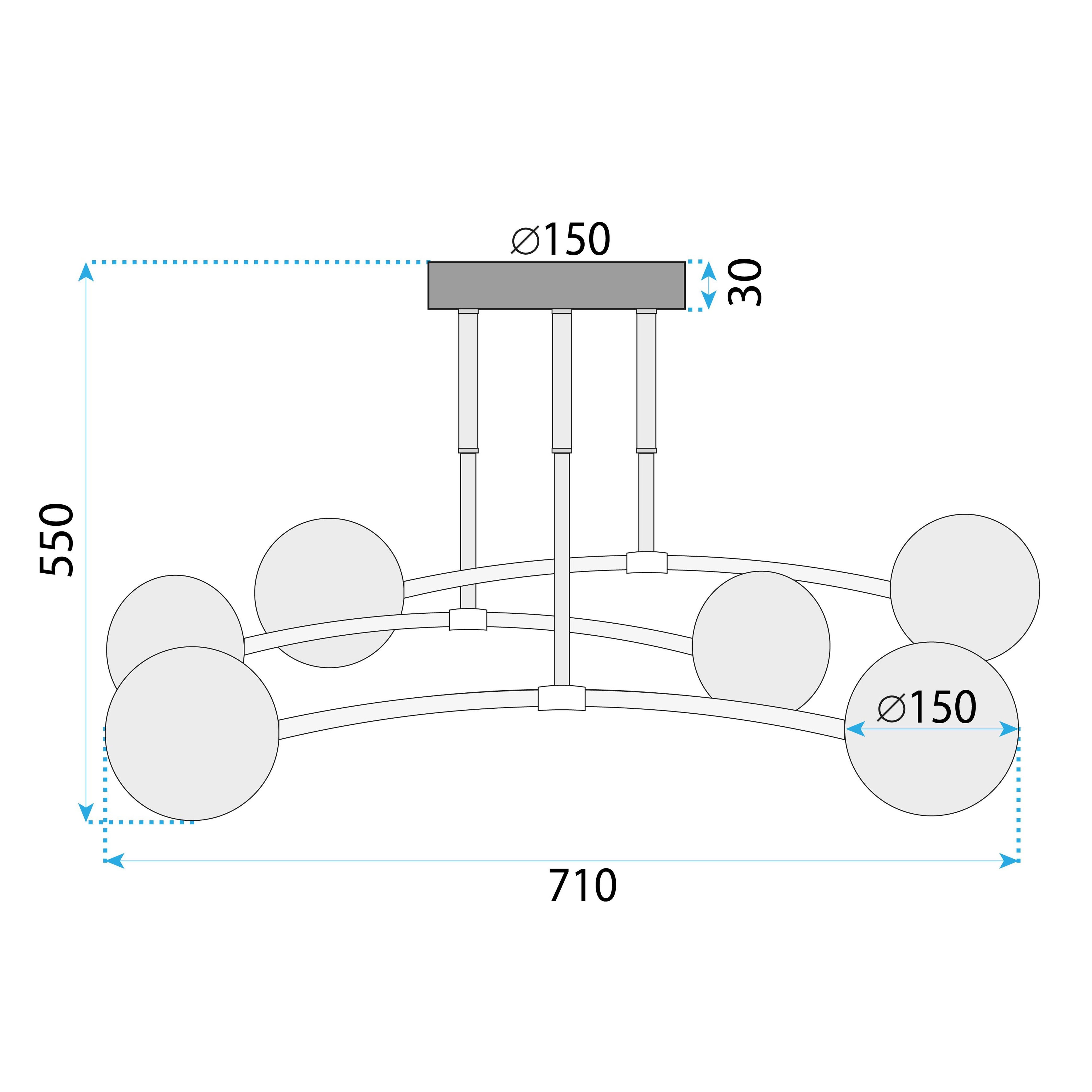 Toolight, stropné svietidlo 6xE27 APP1577-5C, zlatá lesklá, OSW-03605