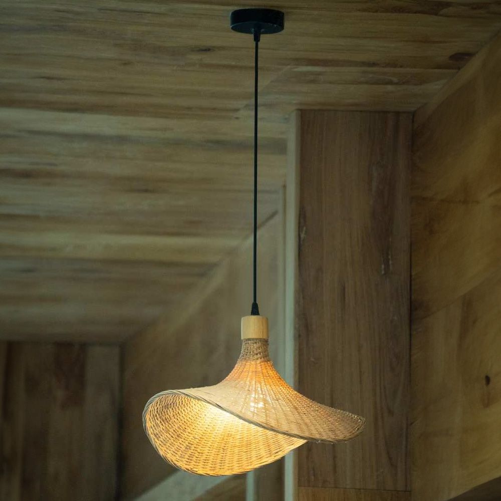 Toolight, bambusové závesné svietidlo 30cm 1xE27 APP1642-1CP, prírodná hnedá-čierna, OSW-05140
