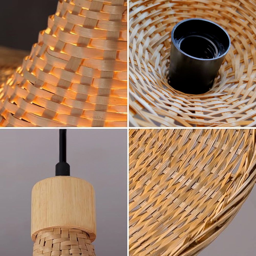 Toolight, bambusové závesné svietidlo 30cm 1xE27 APP1642-1CP, prírodná hnedá-čierna, OSW-05140