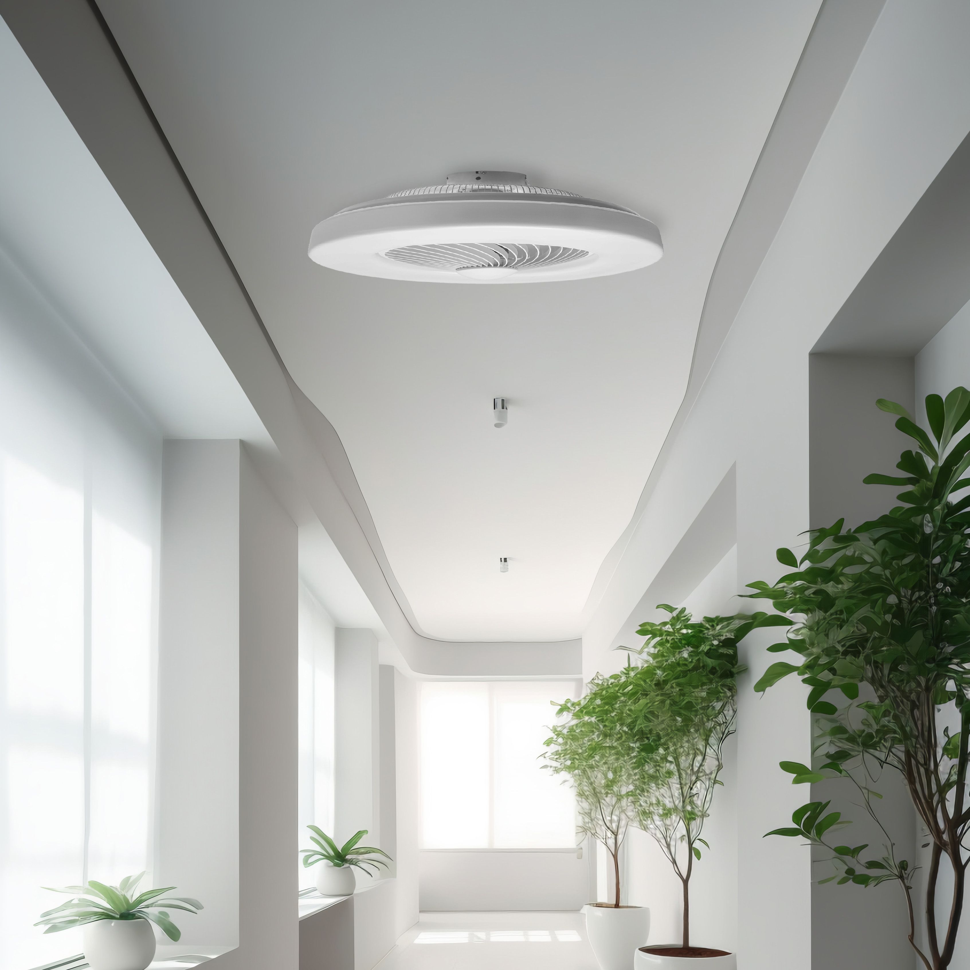 Toolight, LED stropné svietidlo s ventilátorom + diaľkové ovládanie APP1551-C, biela, OSW-05180