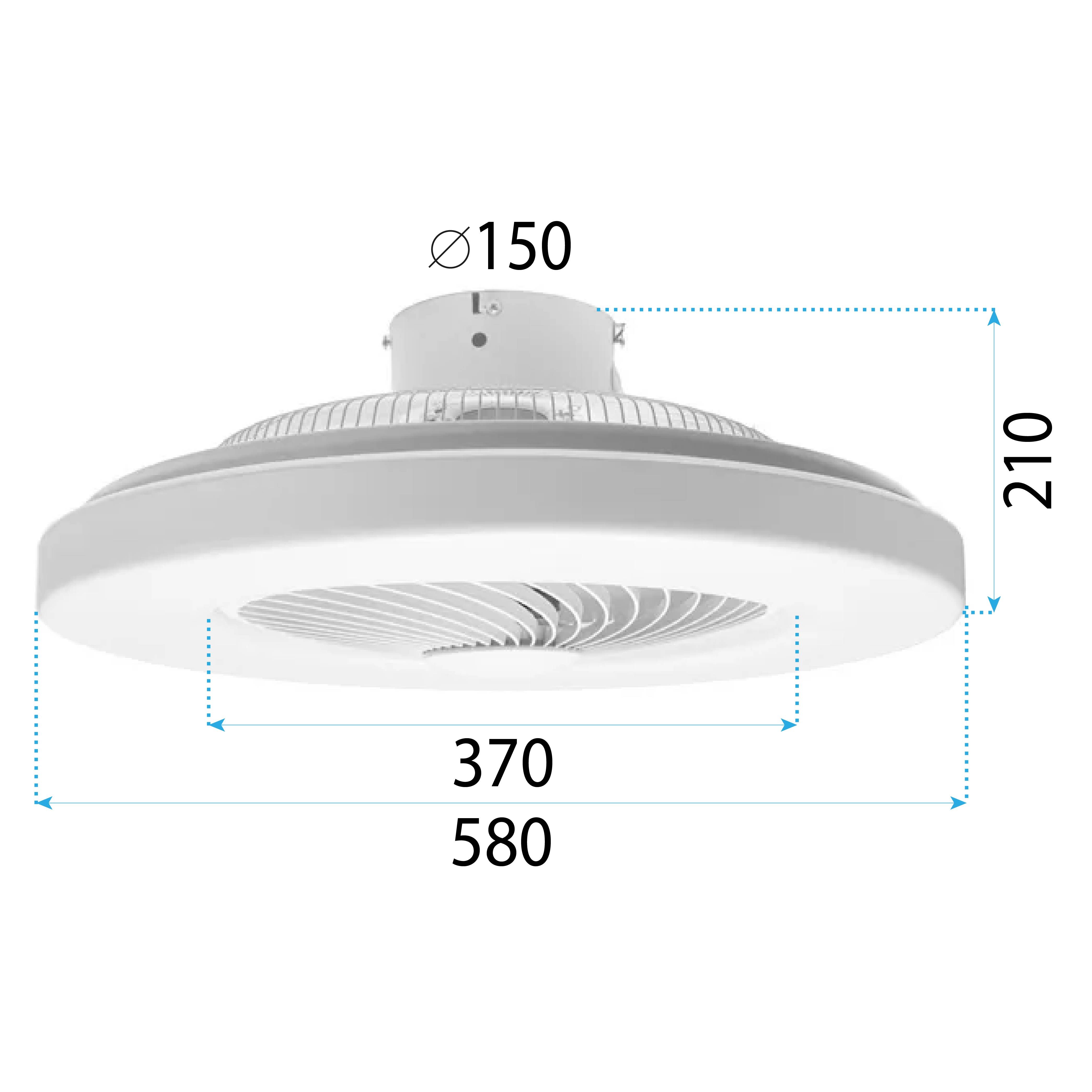 Toolight, LED stropné svietidlo s ventilátorom + diaľkové ovládanie APP1551-C, biela, OSW-05180