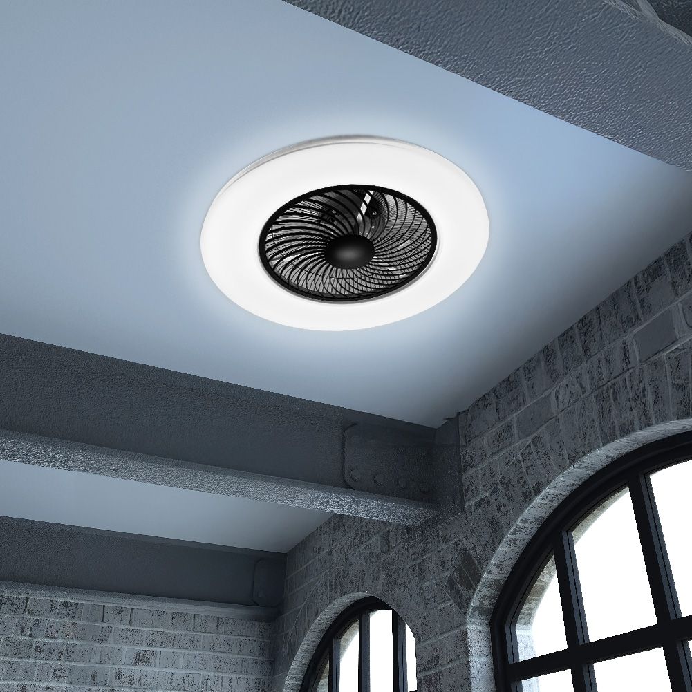 Toolight, LED stropné svietidlo s ventilátorom APP1552-C, čierna-biela, OSW-05181