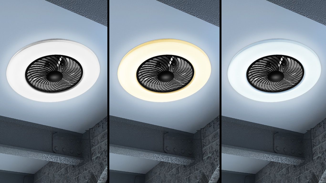 Toolight, LED stropné svietidlo s ventilátorom APP1552-C, čierna-biela, OSW-05181