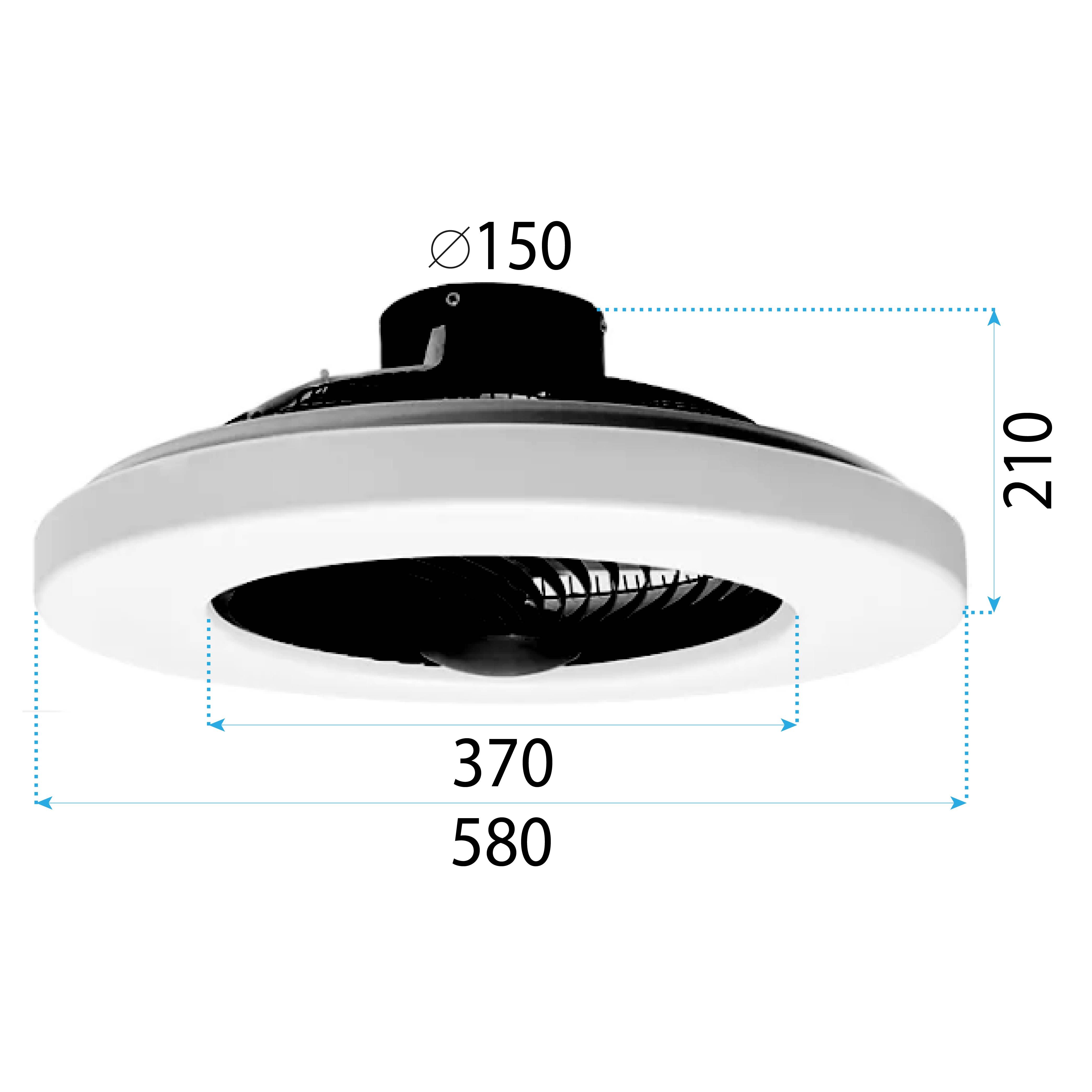 Toolight, LED stropné svietidlo s ventilátorom APP1552-C, čierna-biela, OSW-05181