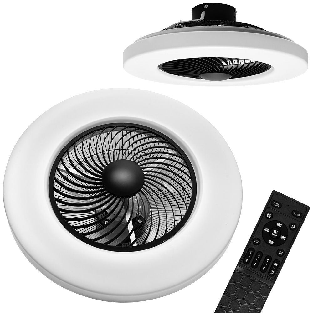 Toolight, LED stropné svietidlo s ventilátorom APP1552-C, čierna-biela, OSW-05181