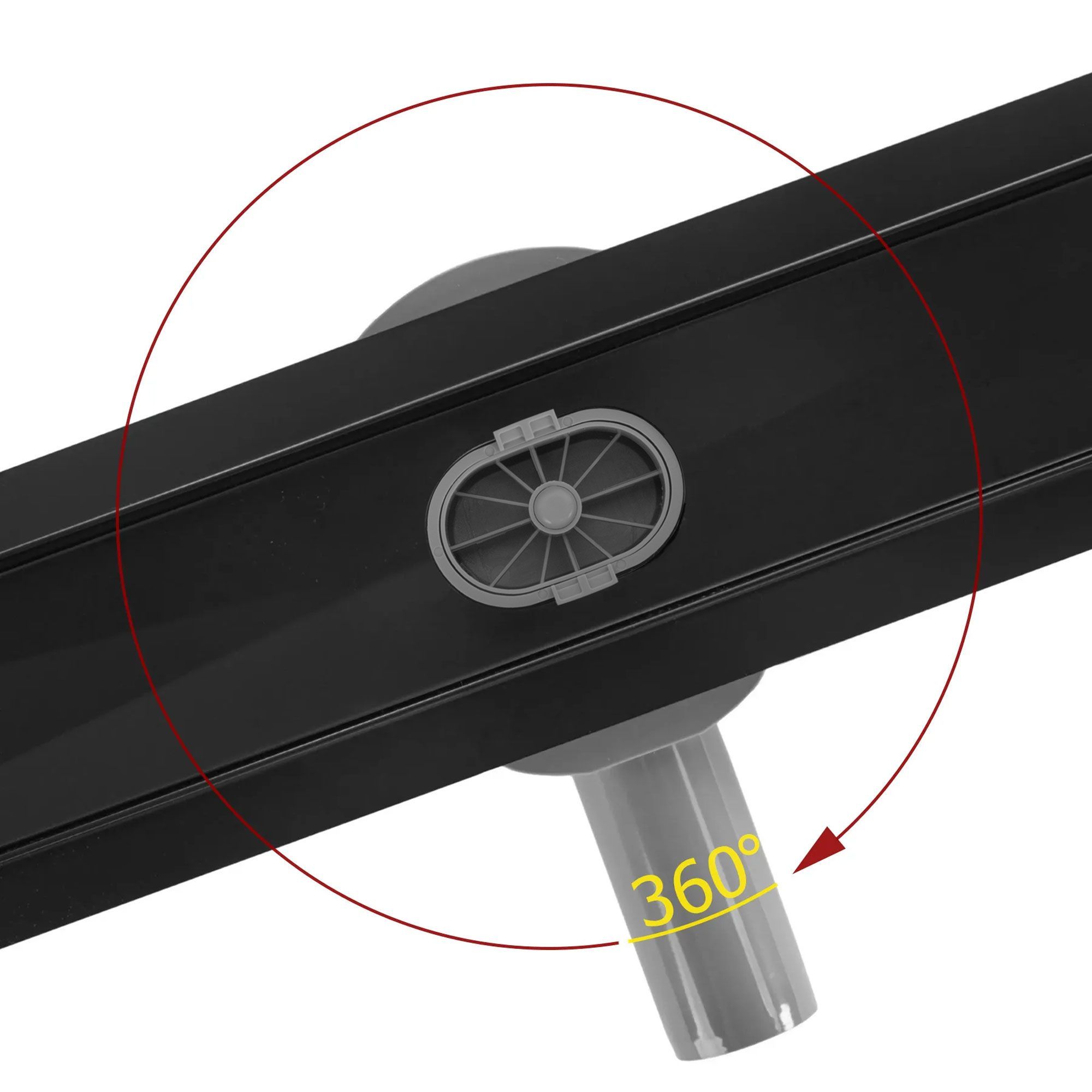 Rea Neox Pro, sprchový odtokový žľab 60cm s rotačným sifónom, čierna matná, REA-G7801