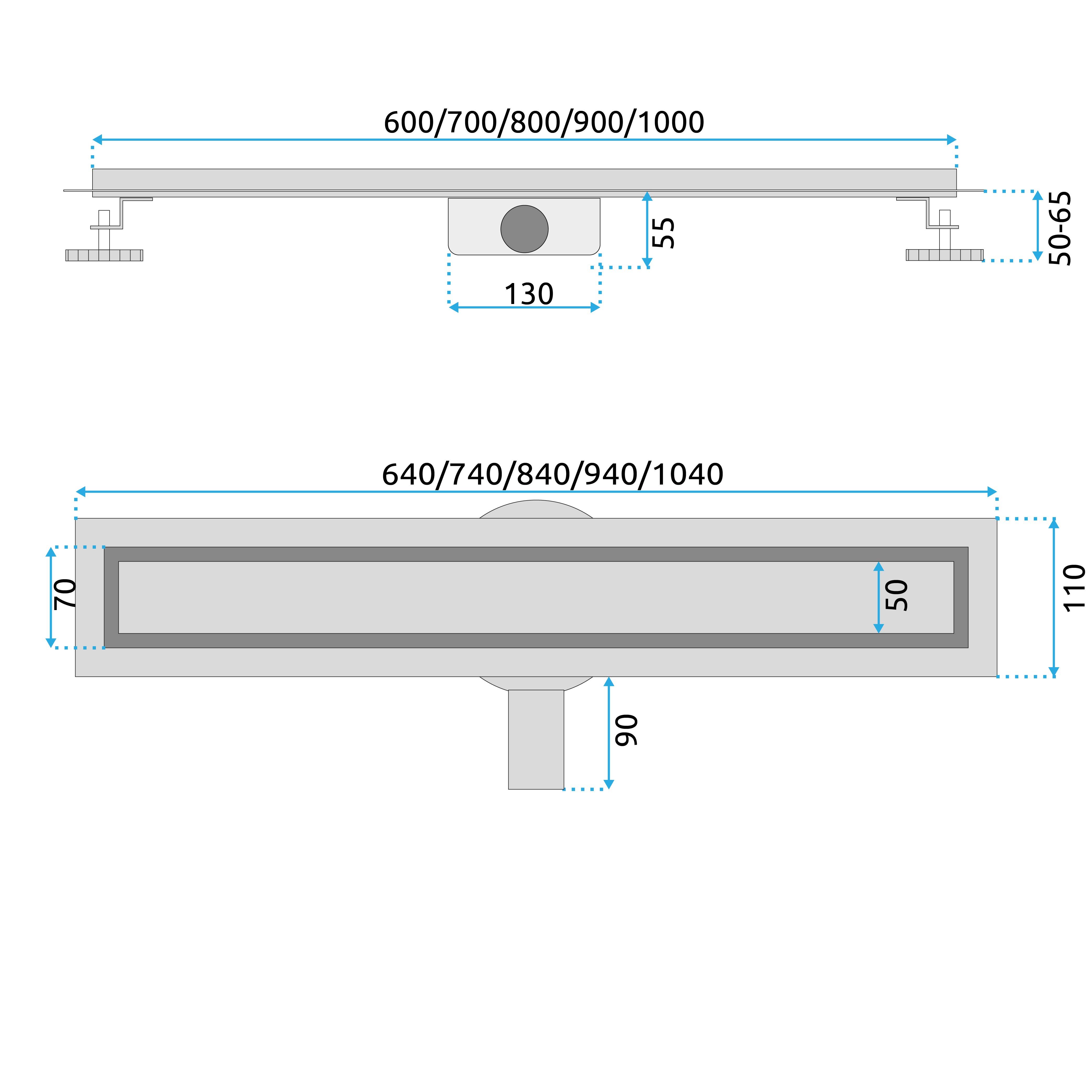 Rea Neox Pro, sprchový odtokový žľab 60cm s rotačným sifónom, čierna matná, REA-G7801