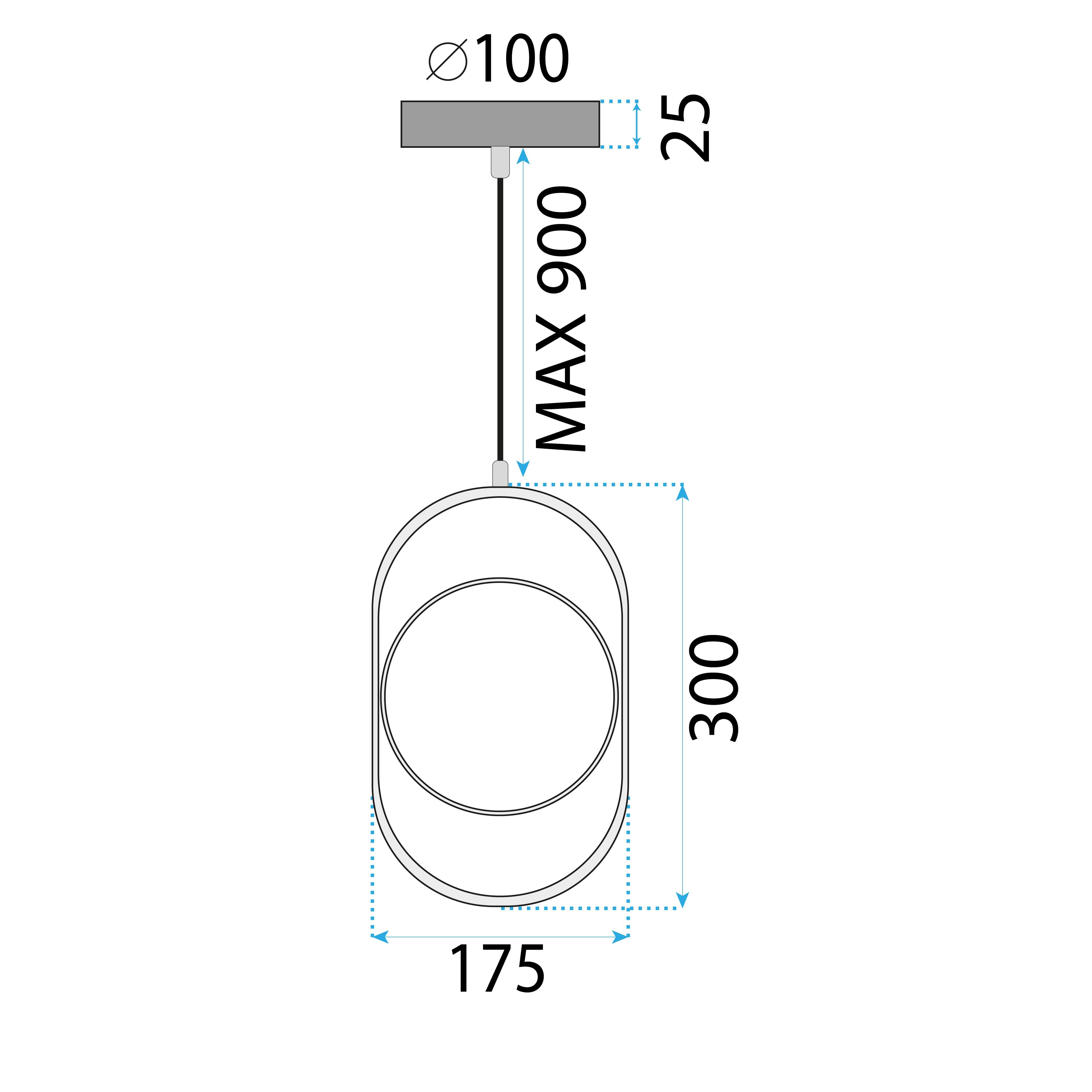 Toolight, LED závesné svietidlo 18W, 4000K, APP1554-CP, čierna, OSW-05662