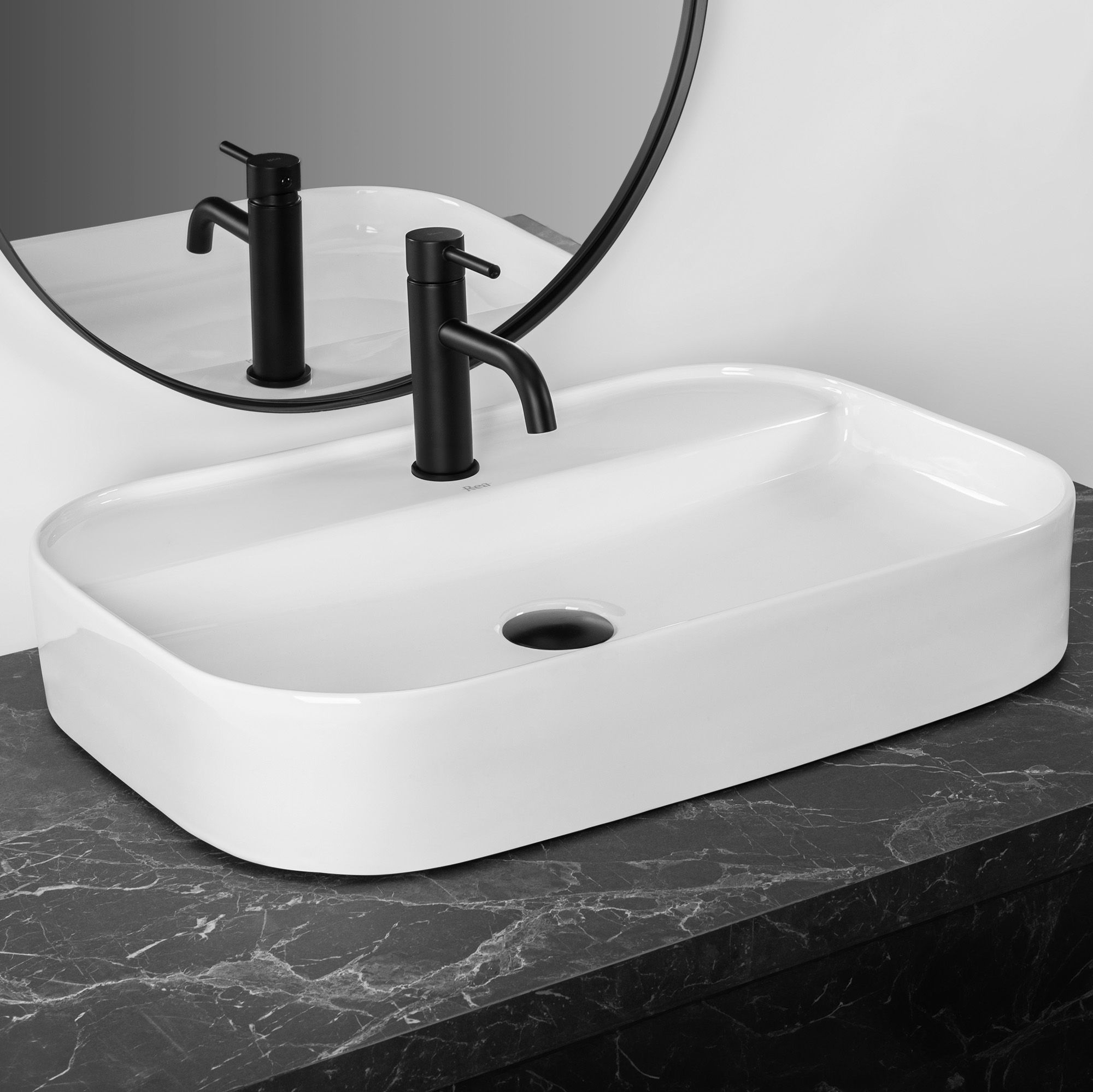 Rea Verona, umývadlo na dosku 650x440x120mm, biela lesklá, REA-U3325