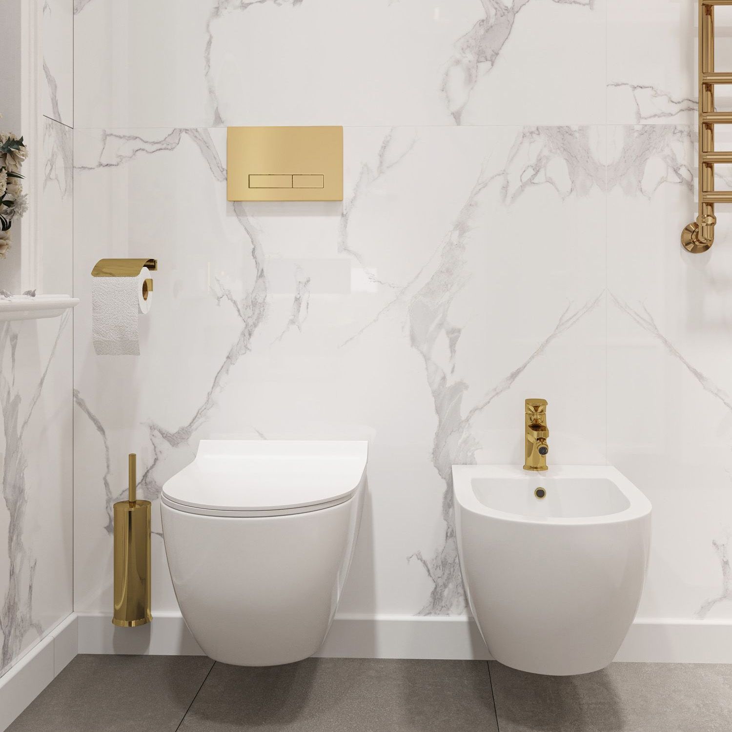 Rea Carter Rimless, závesné WC misa 490x370x325 mm + toaletné WC sedadlo, biela lesklá, REA-C1400