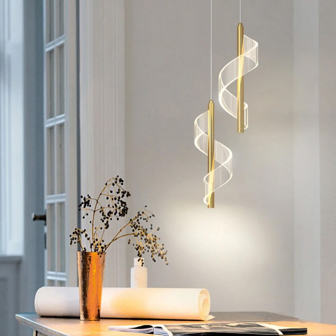 Toolight, LED stropné svietidlo 110cm, 3.6W, APP1550-CP, zlatá, OSW-05477