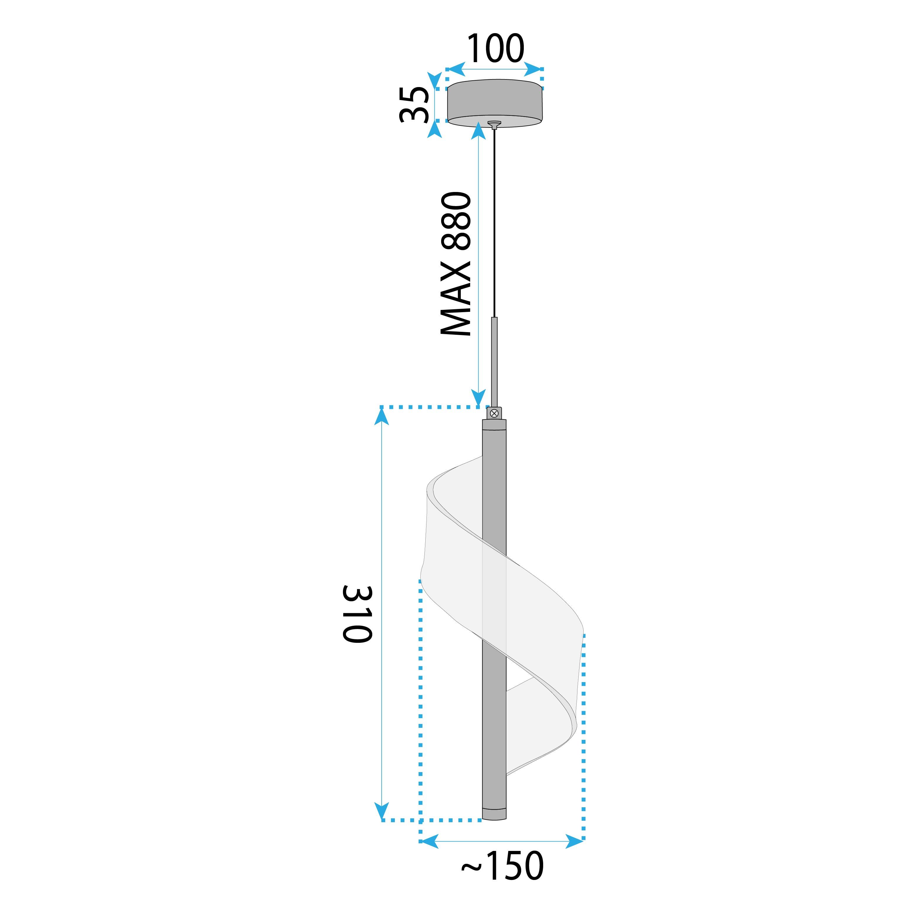 Toolight, LED stropné svietidlo 110cm, 3.6W, APP1550-CP, zlatá, OSW-05477