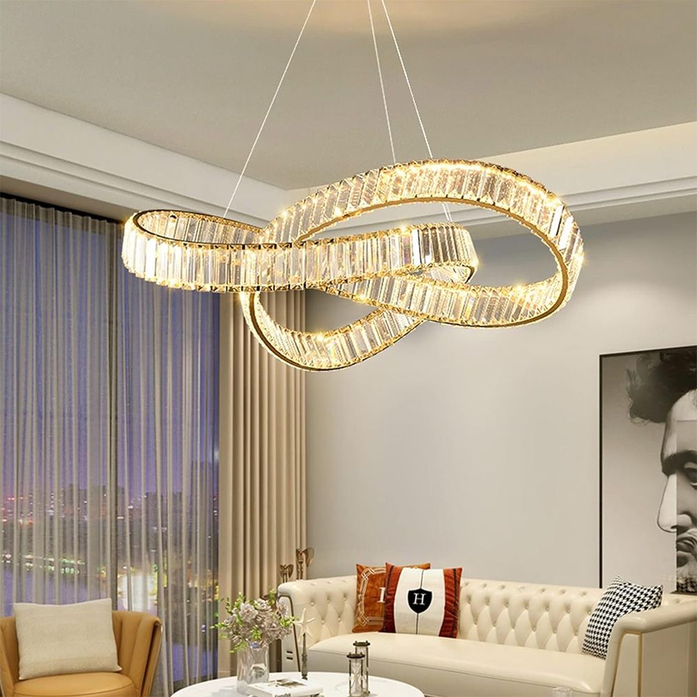Toolight, LED závesné svietidlo 58cm, 49W, APP1538-CP, zlatá lesklá, OSW-05474
