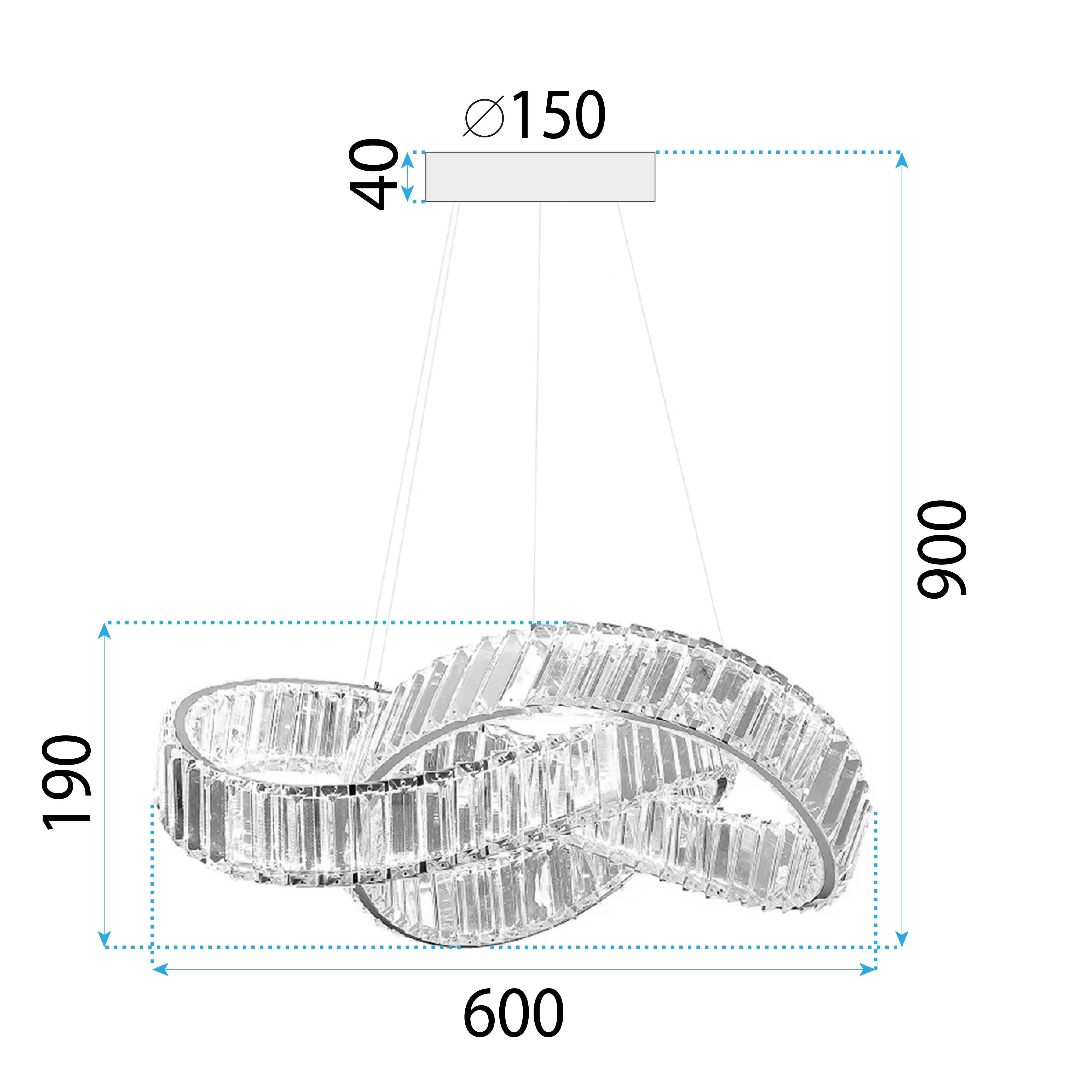 Toolight, LED závesné svietidlo 58cm, 49W, APP1538-CP, zlatá lesklá, OSW-05474