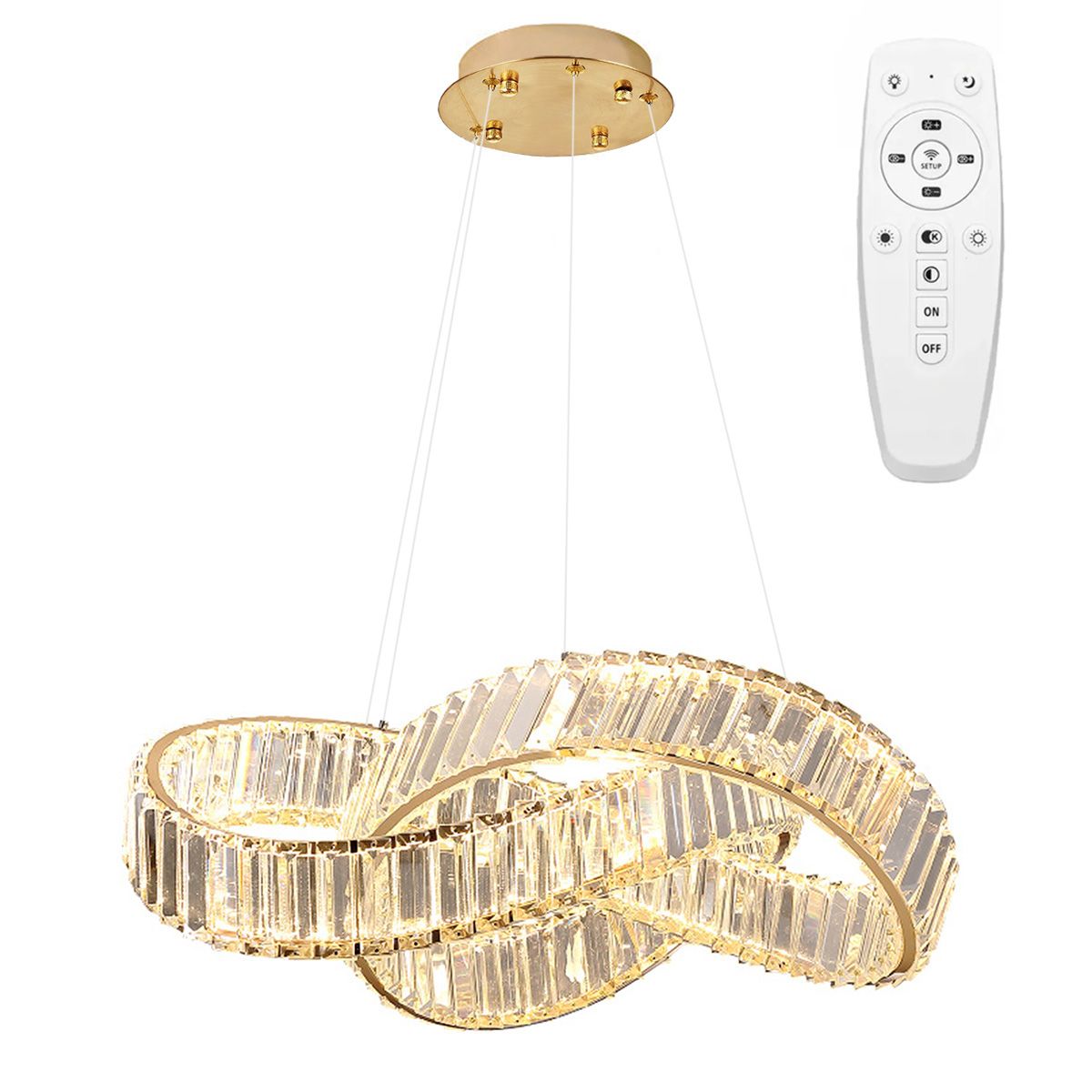 Toolight, LED závesné svietidlo 58cm, 49W, APP1538-CP, zlatá lesklá, OSW-05474