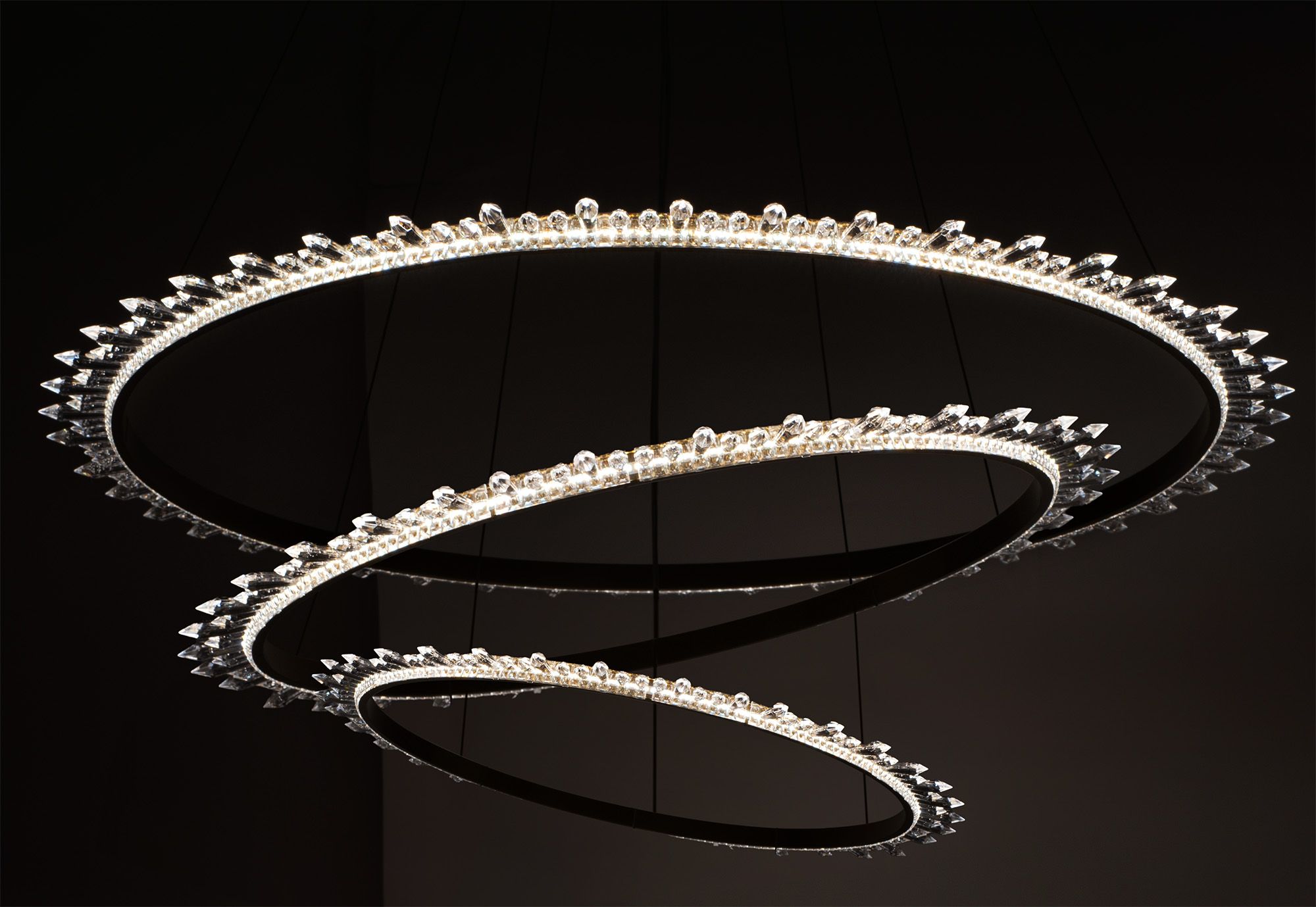 Toolight, LED krištáľové závesné svietidlo + diaľkové ovládanie APP1202-CP, zlatá, OSW-05480