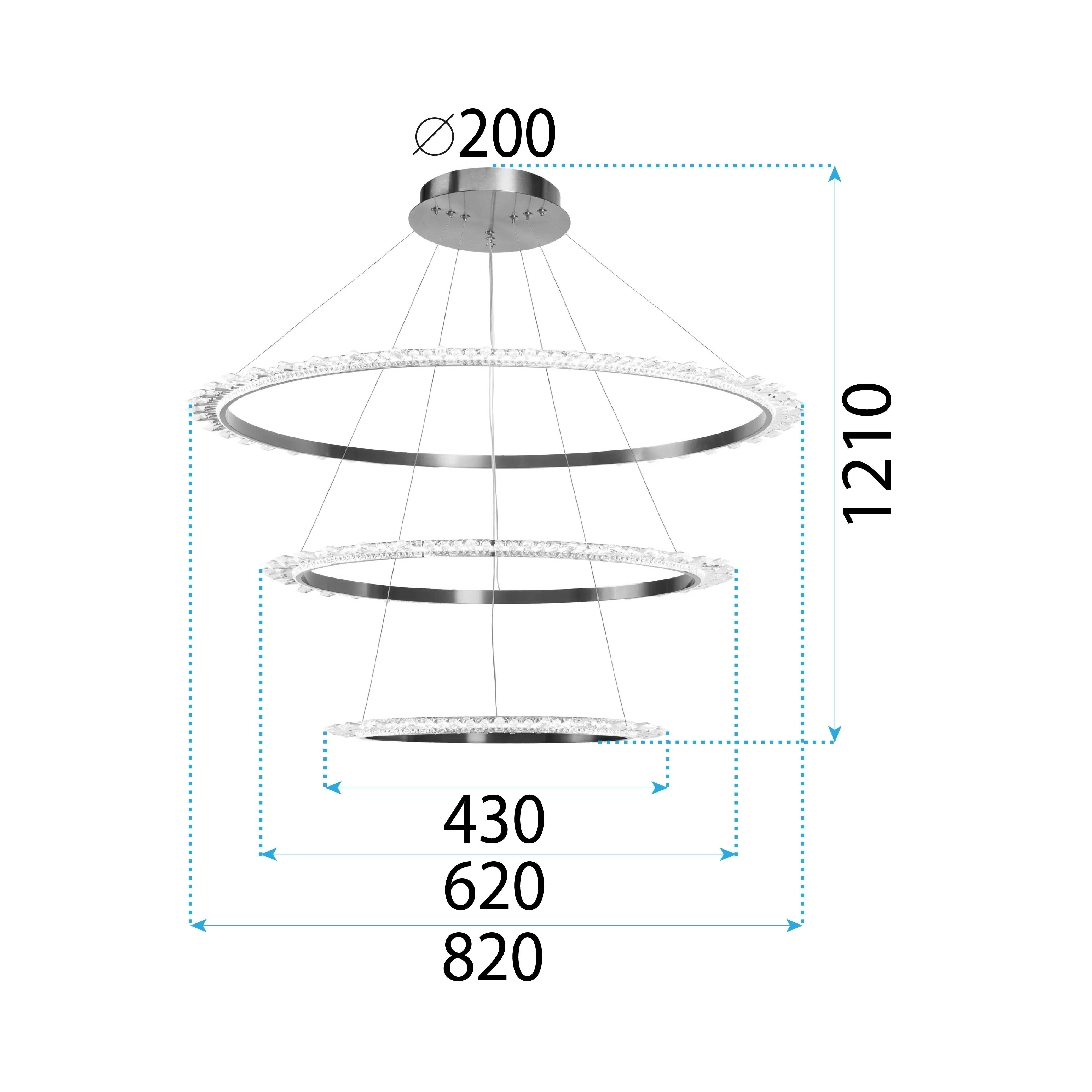 Toolight, LED krištáľové závesné svietidlo + diaľkové ovládanie APP1202-CP, zlatá, OSW-05480