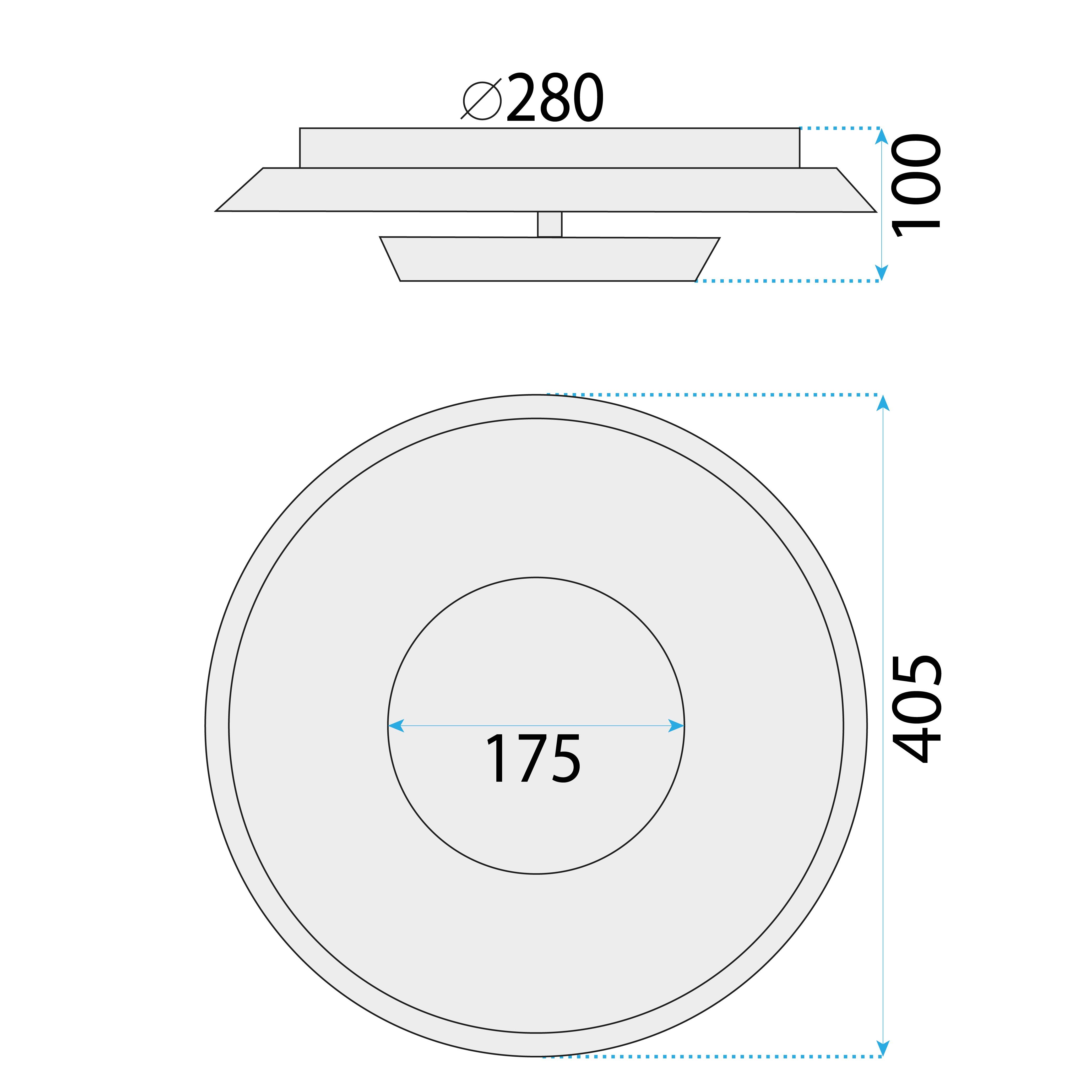 Toolight, LED stropné svietidlo 40cm, 14W, APP1459, biela, OSW-04189