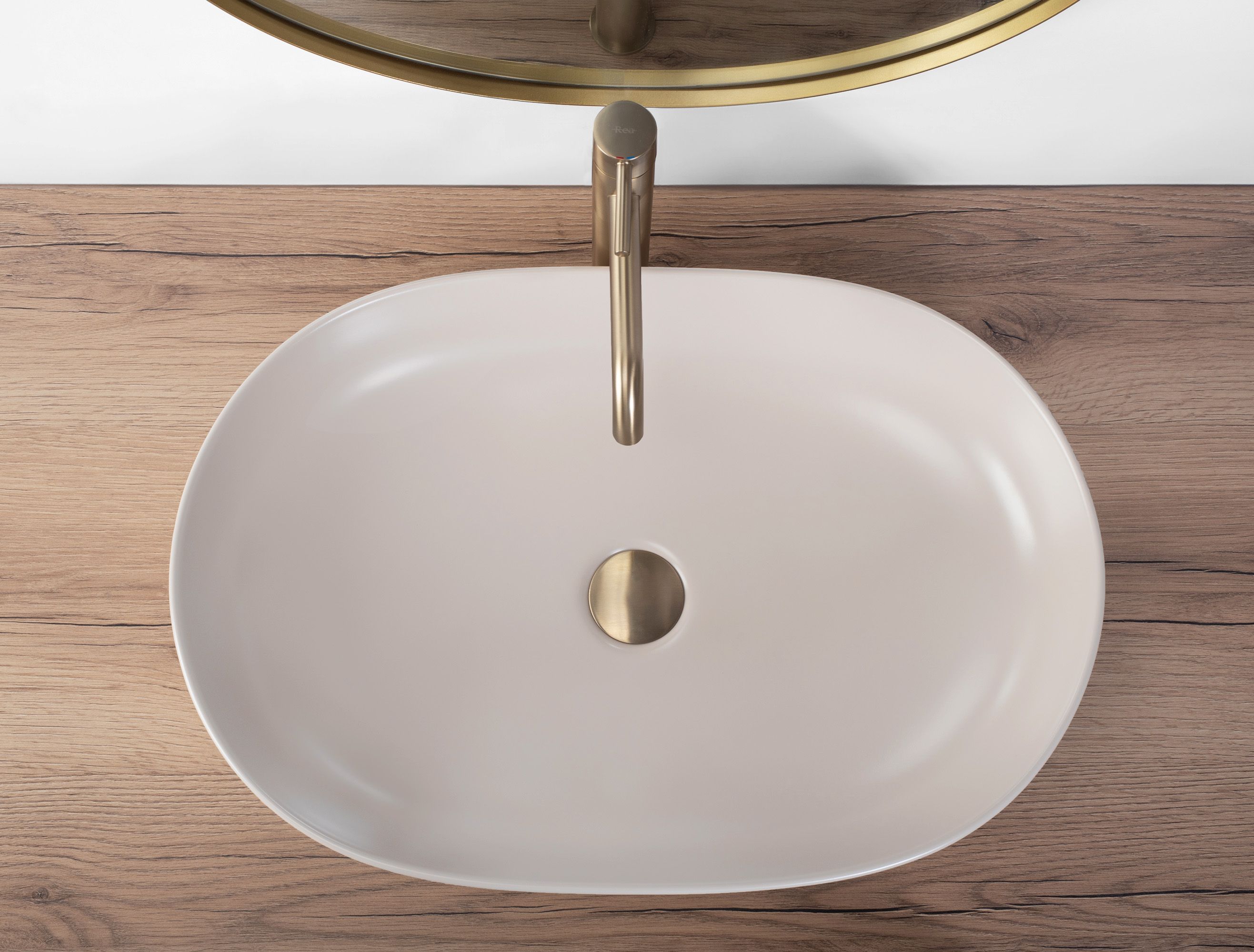 Rea Cleo, umývadlo na dosku 605x410x140 mm, béžová matná, REA-U9655