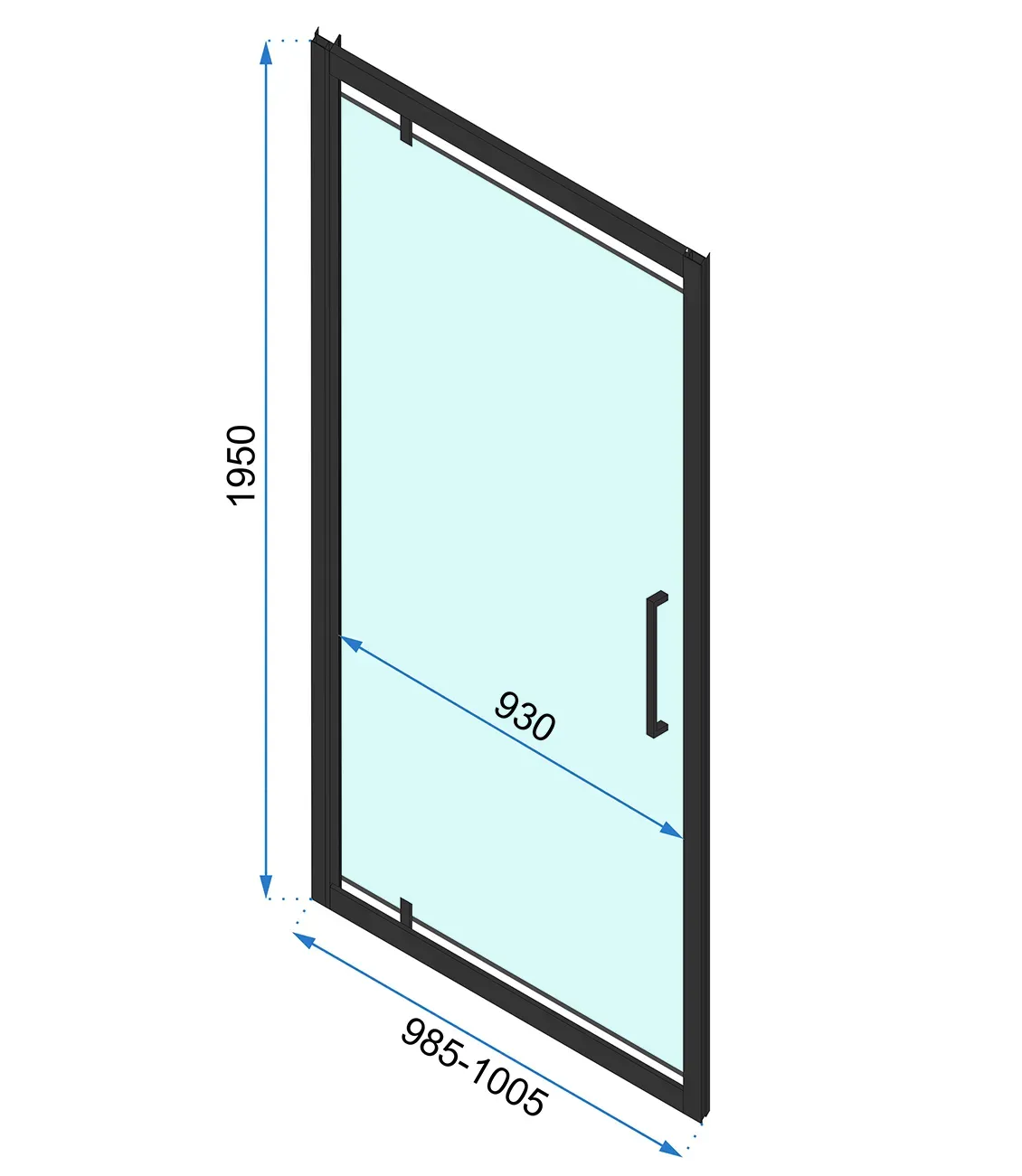 Rea Rapid Swing, 1-krídlové sprchové dvere 100 x195 cm, 6mm číre sklo, čierny profil, REA-K6410