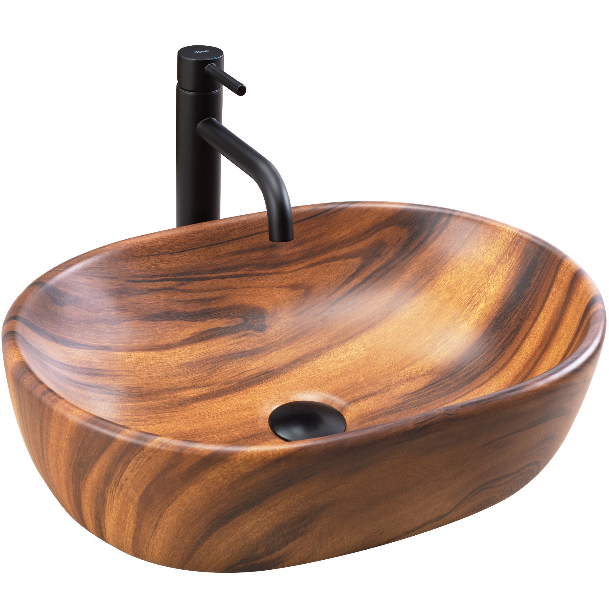 Rea Amelia Wood, umývadlo na dosku 480x345x135 mm, imitácia dreva-hnedá matná, REA-U5060