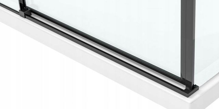 Rea Solar Black Mat, sprchovací kút 100x80cm, 6mm číre sklo, čierny profil + biela sprchová vanička Savoy, KPL-K6310