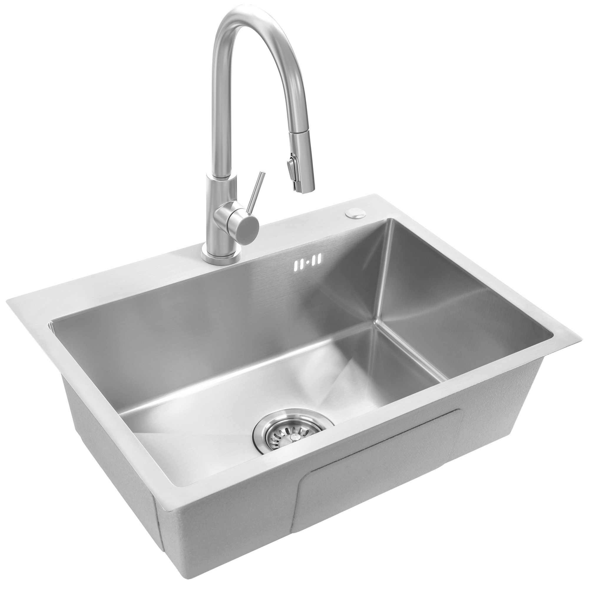 Rea Liam, oceľový kuchynský drez 530x450x200mm + sifón, brúsená oceľ, ZLE-06006