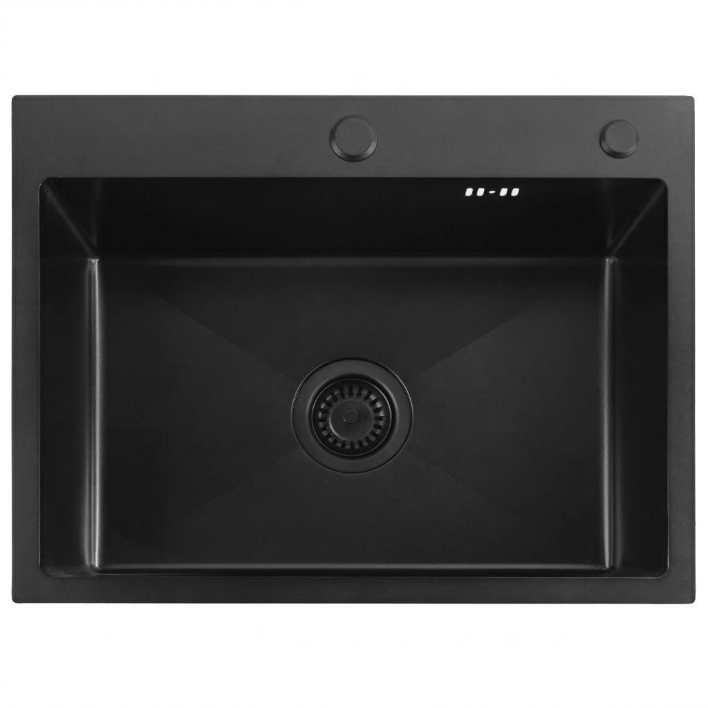 Rea Liam, oceľový kuchynský drez 530x450x200mm + sifón, čierna matná, ZLE-06008