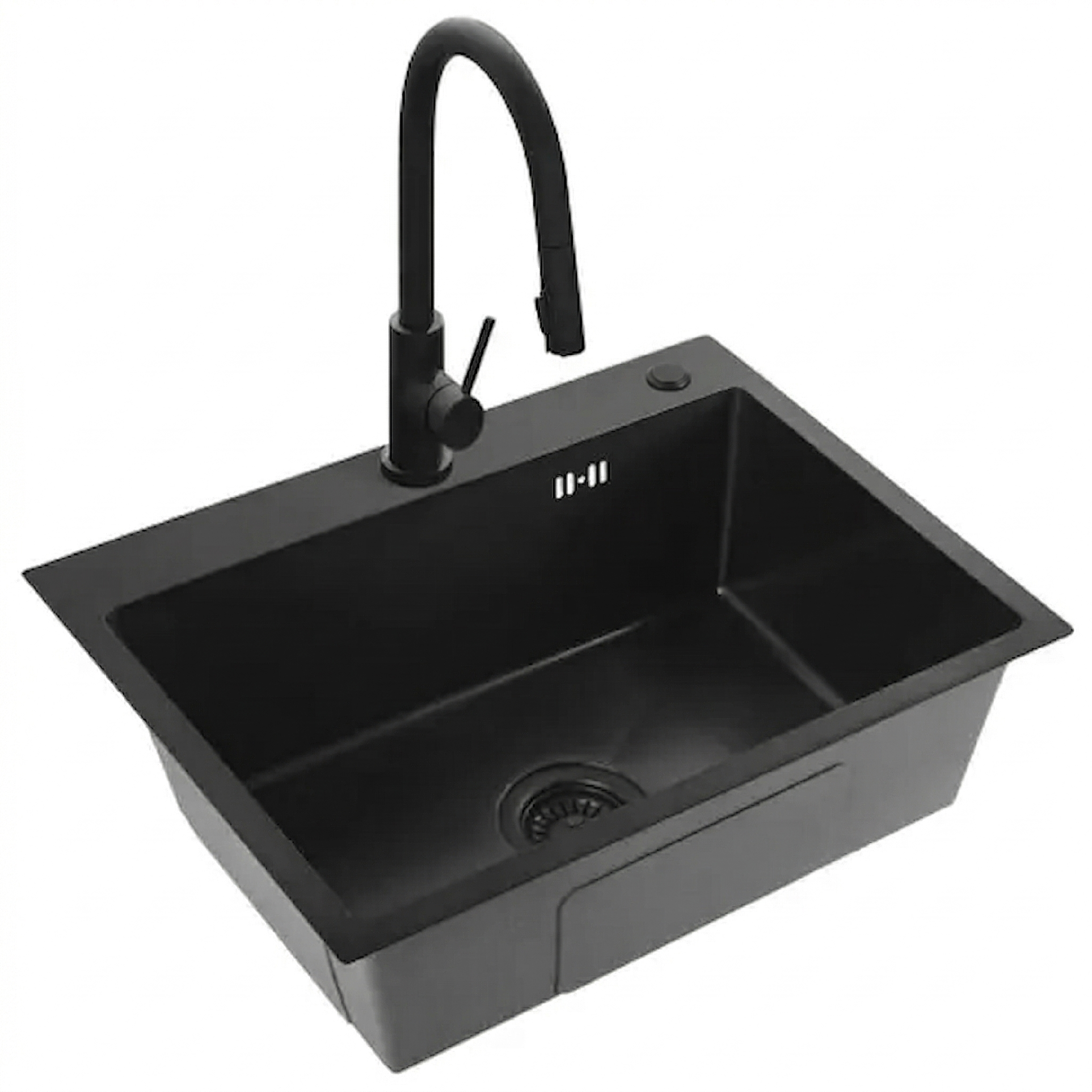 Rea Liam, oceľový kuchynský drez 530x450x200mm + sifón, čierna matná, ZLE-06008