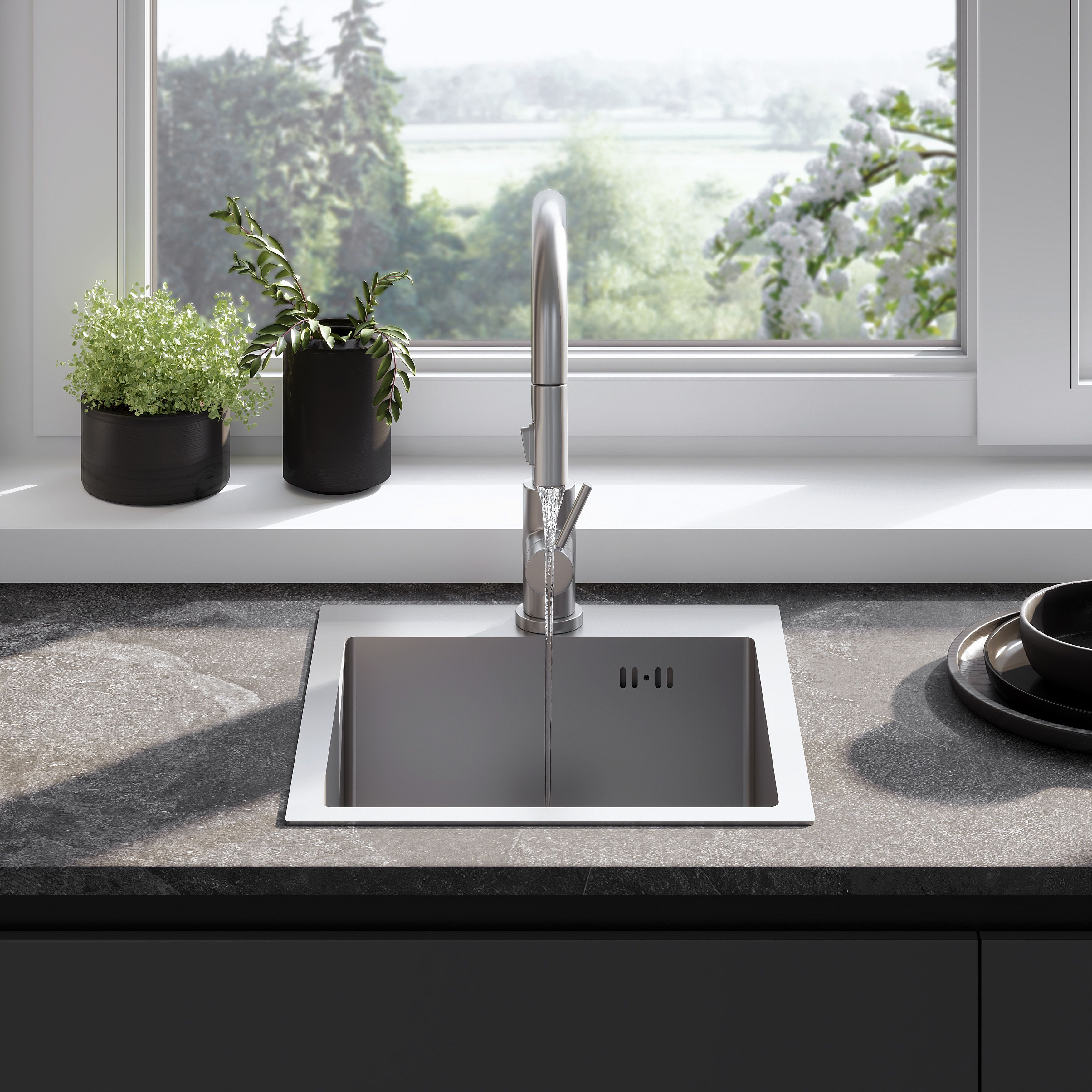 Rea Leo, 1-komorový oceľový drez 400x450x185 mm, oceľová, ZLE-06000