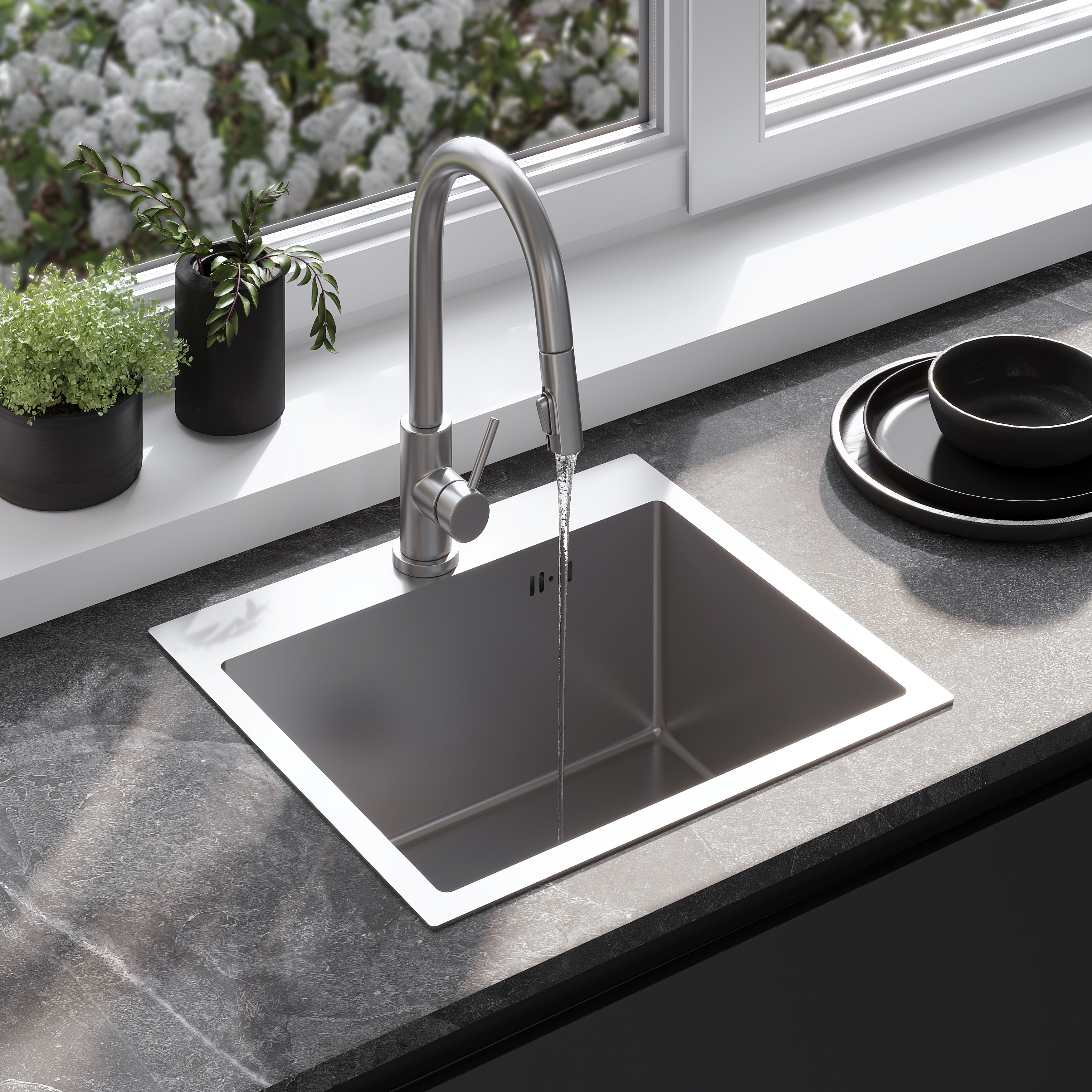Rea Leo, 1-komorový oceľový drez 500x450x185 mm, oceľová, ZLE-06003