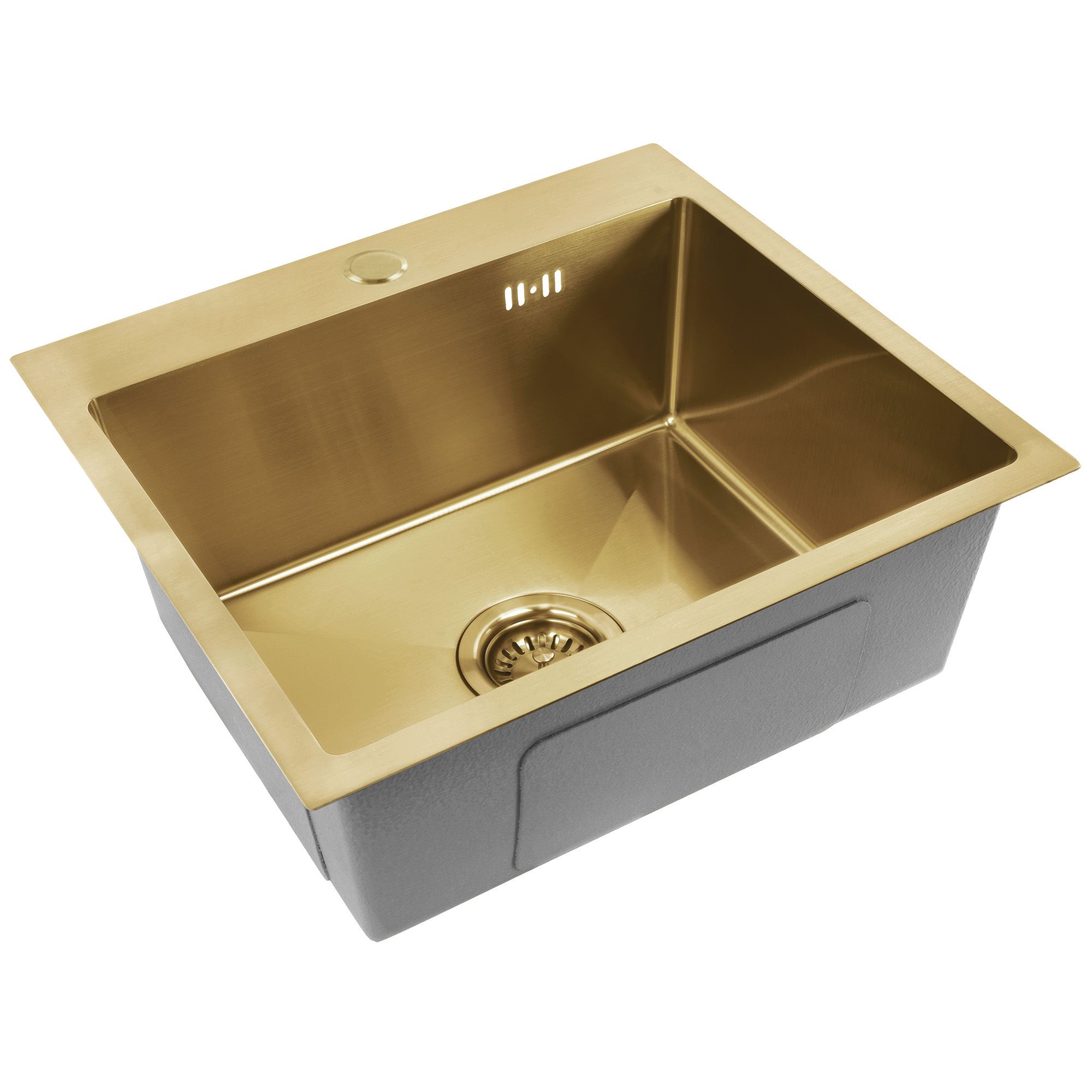 Rea Leo, 1-komorový oceľový drez 500x450x185 mm, zlatá matná, ZLE-06004