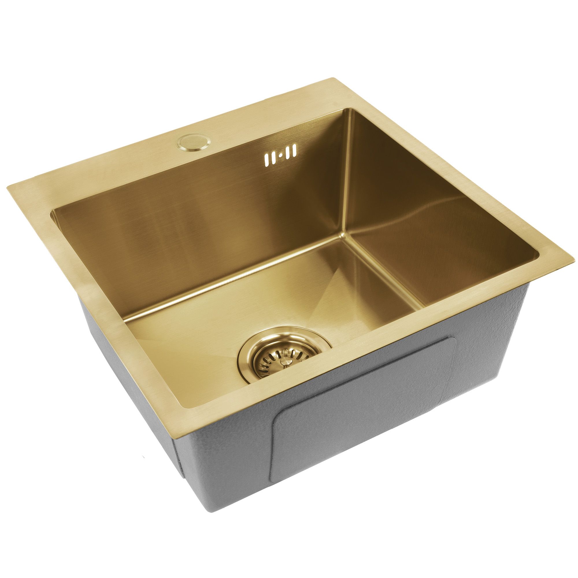 Rea Leo, 1-komorový oceľový drez 400x450x185 mm, zlatá matná, ZLE-06001