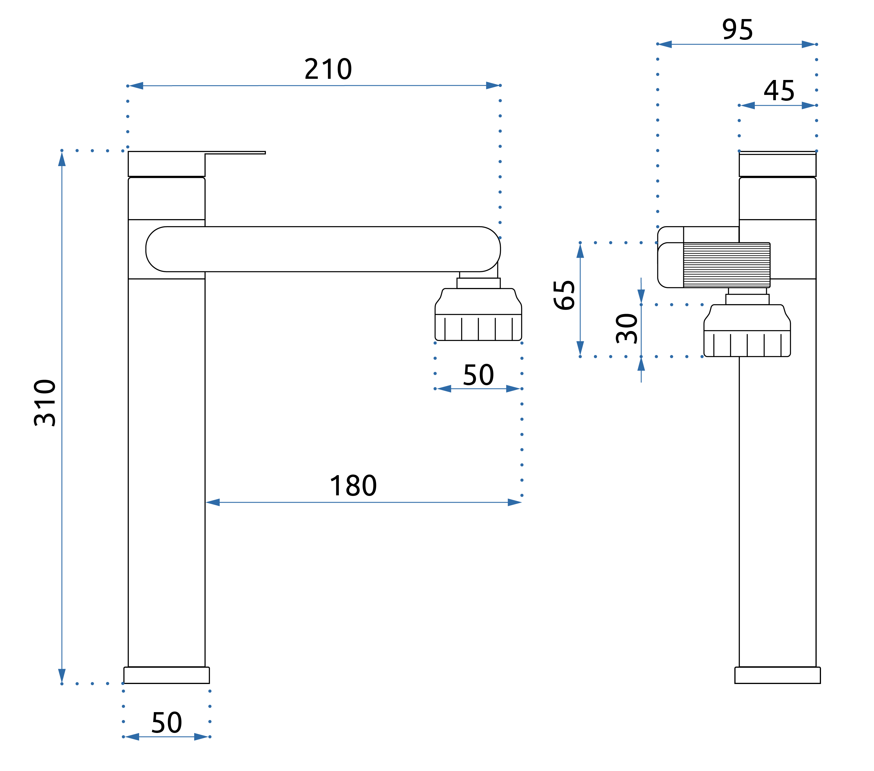 Rea Paco, vysoká umývadlová batéria h-310, čierna matná, REA-B0536