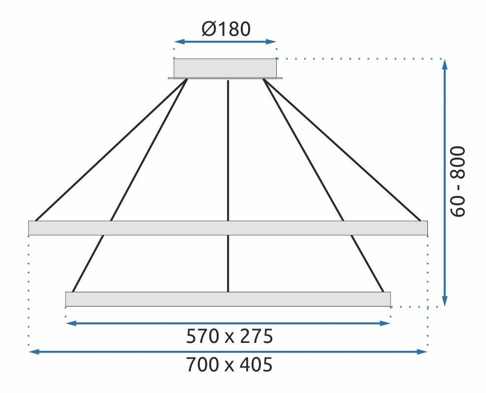 Toolight, LED krištáľové svietidlo 70x40,5cm, APP771-3CP, strieborná, OSW-05022