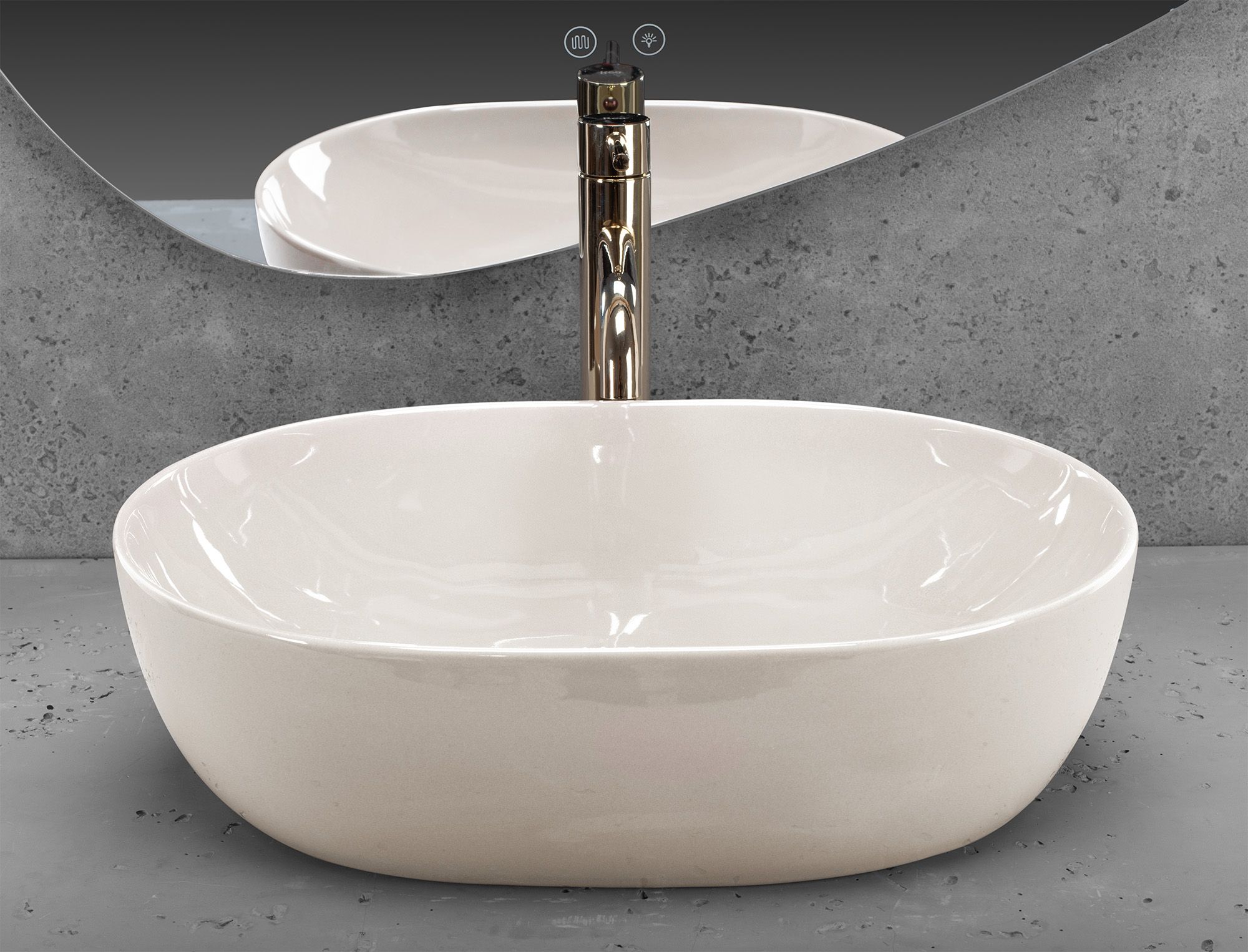 Rea Lisa, umývadlo na dosku 490x350x140 mm, ecru lesklá, REA-U4591