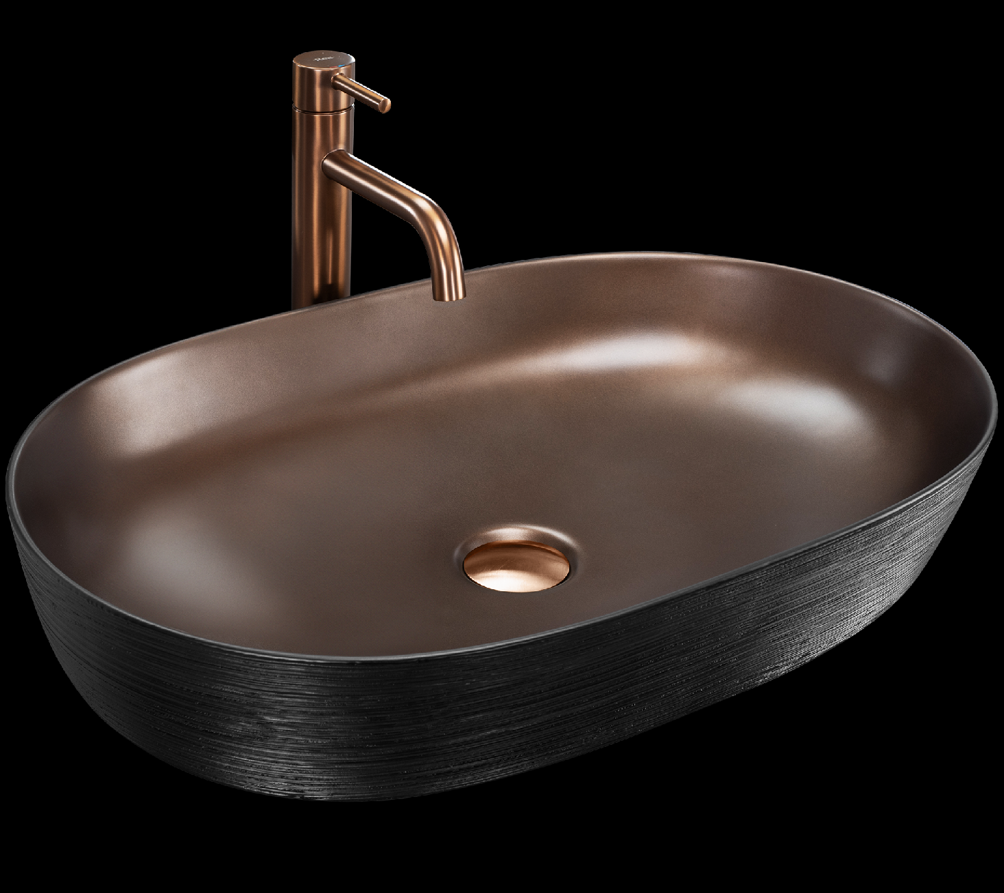 Rea Cleo, umývadlo na dosku 605x410x140 mm, medená matná-čierna, REA-U6383