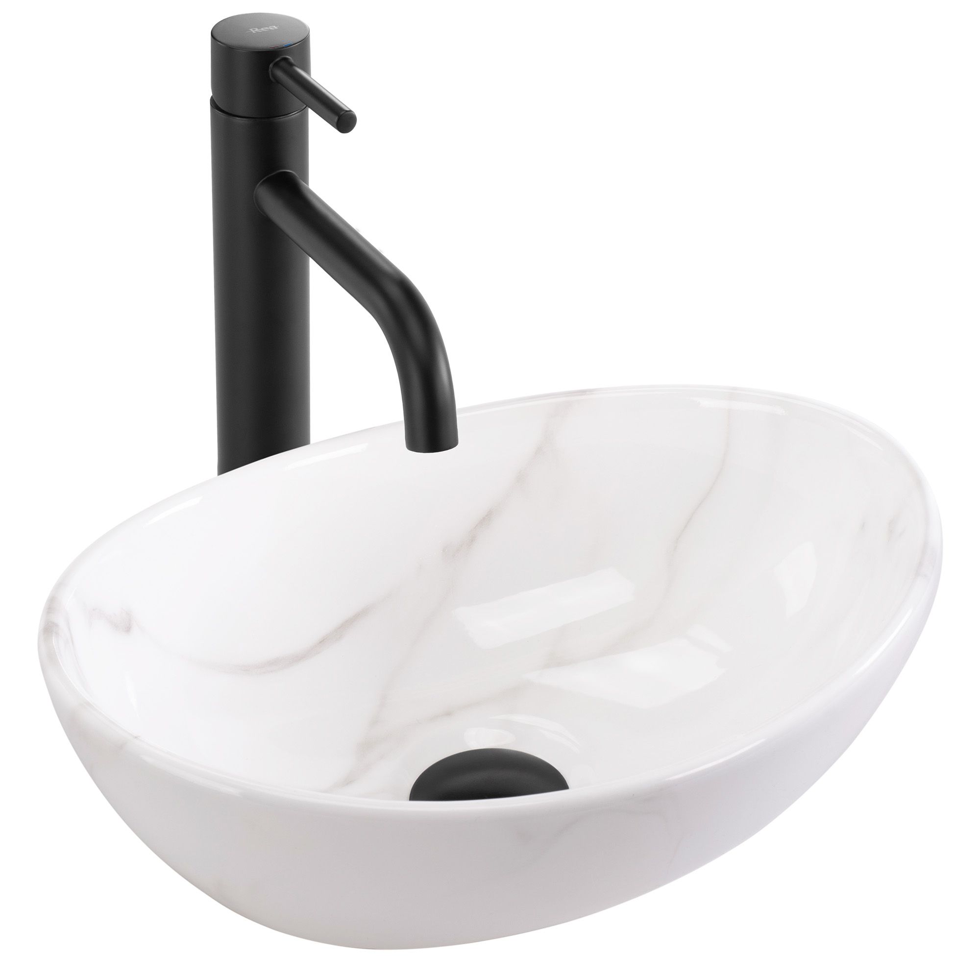 Rea Sofia Mini, umývadlo na dosku 355x270x125 mm, imitácia kameňa - biela Cloudy, REA-U9236