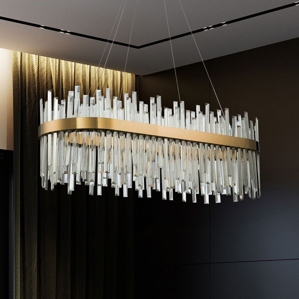 Toolight, LED krištáľové svietidlo 80x35 cm, APP1513-CP80, zlatá matná, OSW-03260