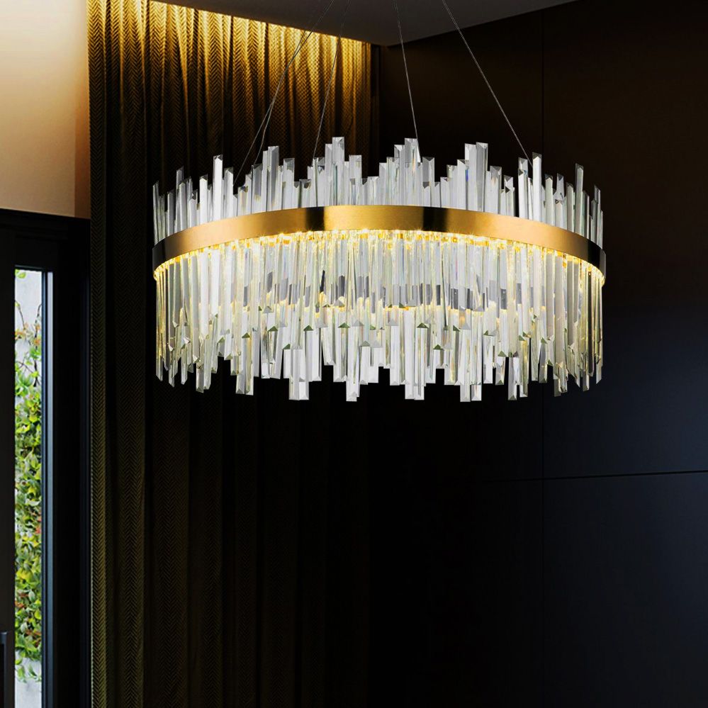 Toolight, LED krištáľové stropné svietidlo 60cm, APP1515-CP60, zlatá matná, OSW-03263
