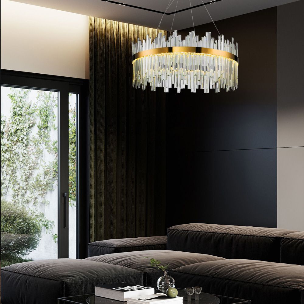 Toolight, LED krištáľové stropné svietidlo 60cm, APP1515-CP60, zlatá matná, OSW-03263